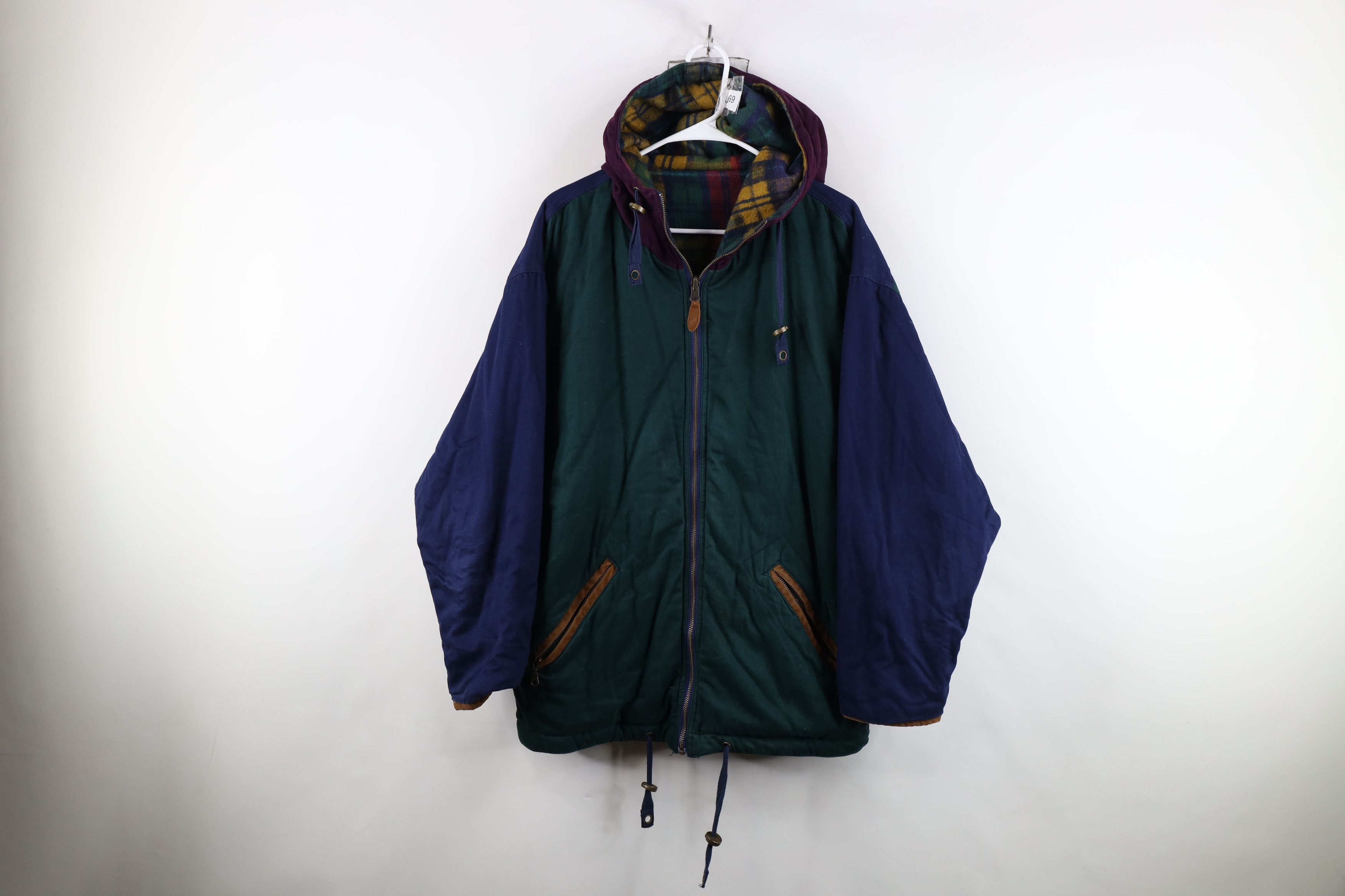Vintage Vintage 90s Streetwear Reversible Plaid Hooded Parka Jacket Size US M / EU 48-50 / 2 - 9 Thumbnail