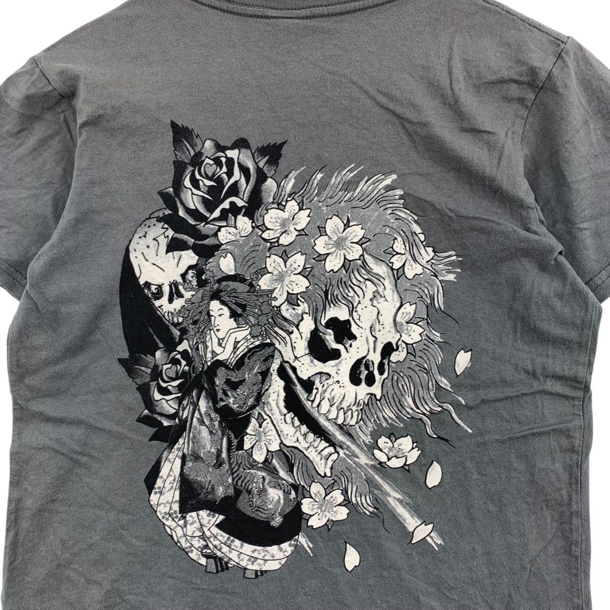 Ed Hardy ED HARDY Christian Audigier Skull Sakura USA Tshirt Size S / US 4 / IT 40 - 5 Thumbnail