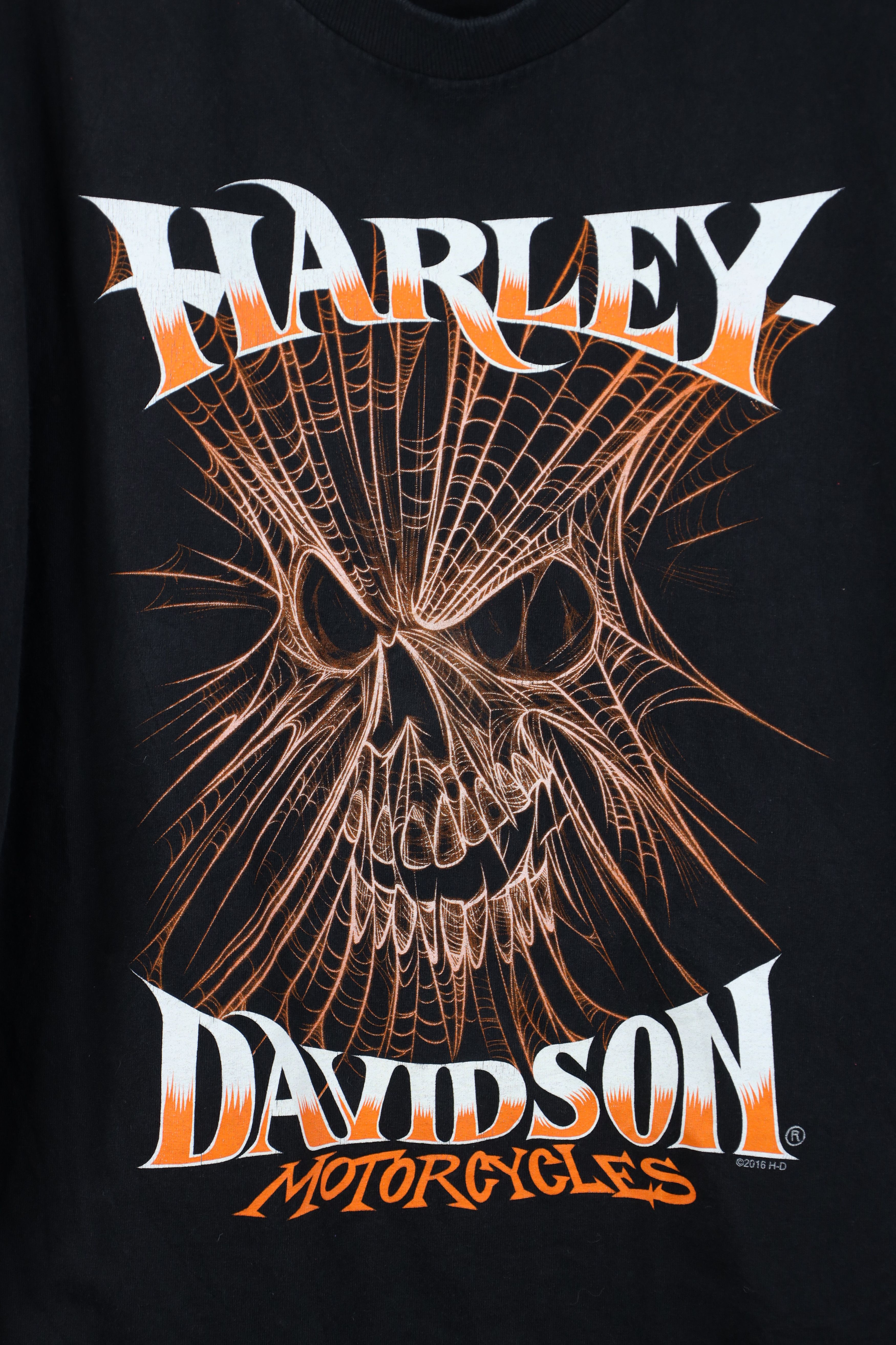 Harley Davidson Y2K Harley Davidson Spell Out Spider Web Skull T-Shirt Black Size US XL / EU 56 / 4 - 4 Thumbnail