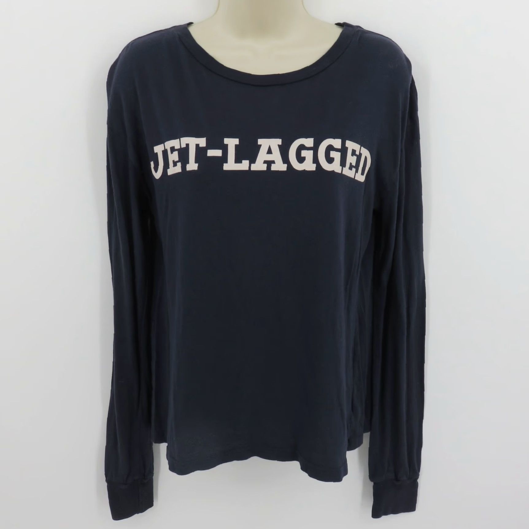 Wildfox Wildfox Women Small Jet Lagged Blue Spellout Long Sleeve T Shirt Top Blouse Shirt Blouse Size S / US 4 / IT 40 - 8 Thumbnail