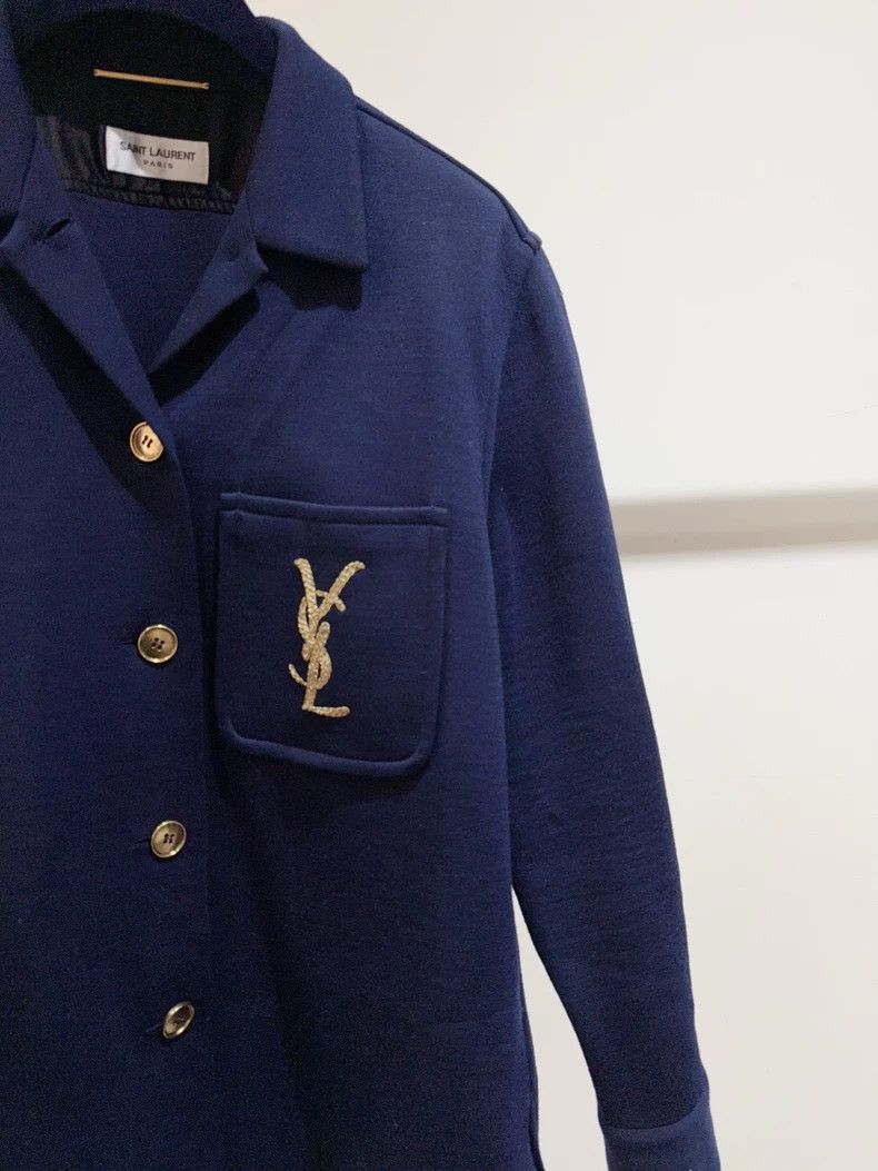 Yves Saint Laurent Saint Laruent Gold thread embroidered logo jacket 2502-Next Size XS / US 0-2 / IT 36-38 - 2 Thumbnail