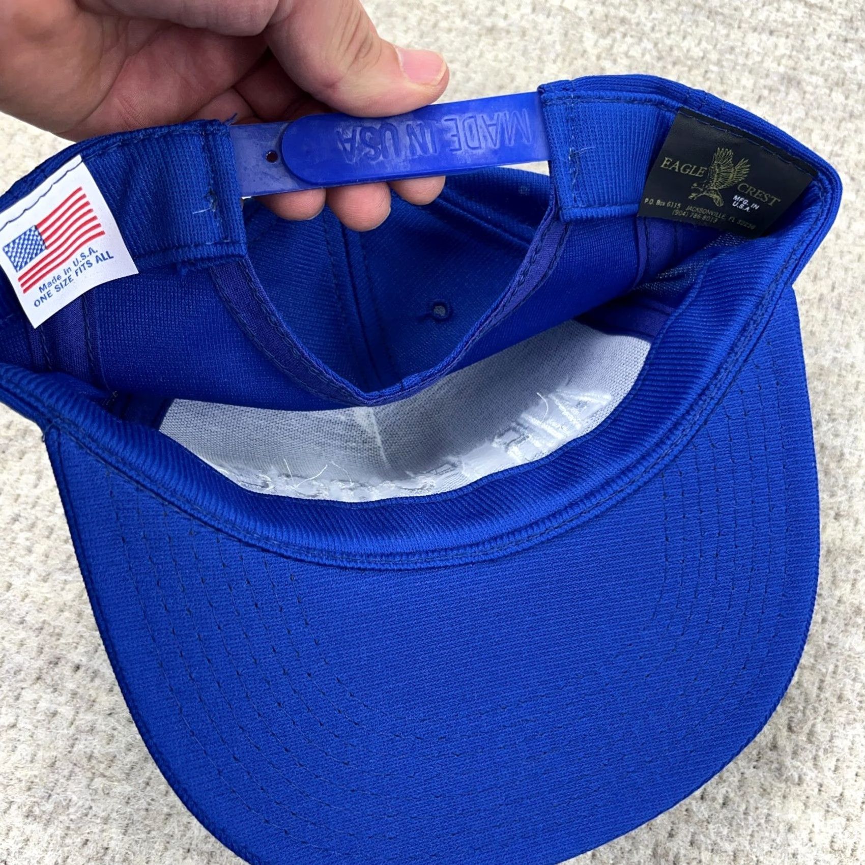 Vintage VINTAGE Eagle Crest Hat Cap Snapback Made In USA Military Veteran 90s USAF BL9 Mens One Size Blue Cotton Polyester Knit Size ONE SIZE - 6 Thumbnail