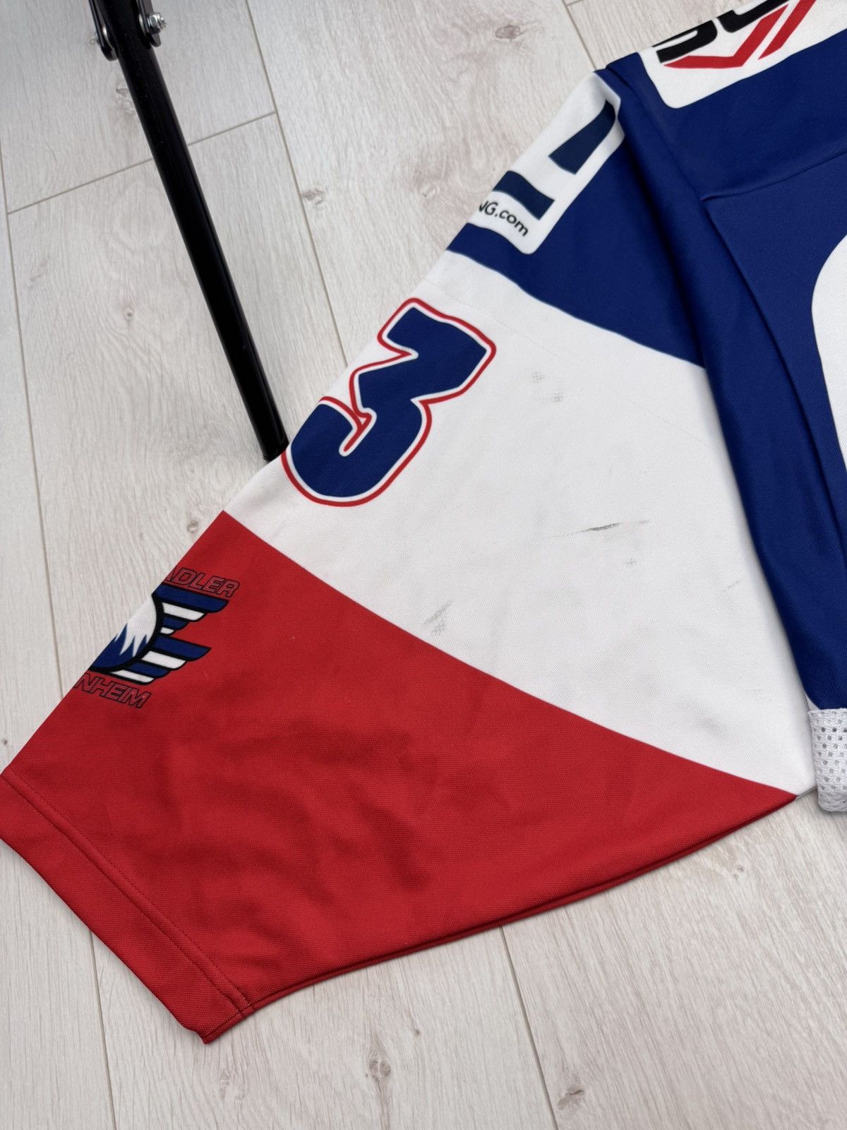NHL MATCHWORN HC Adler Mannheim hockey jersey #13 MAIER Size US L / EU 52-54 / 3 - 20 Thumbnail