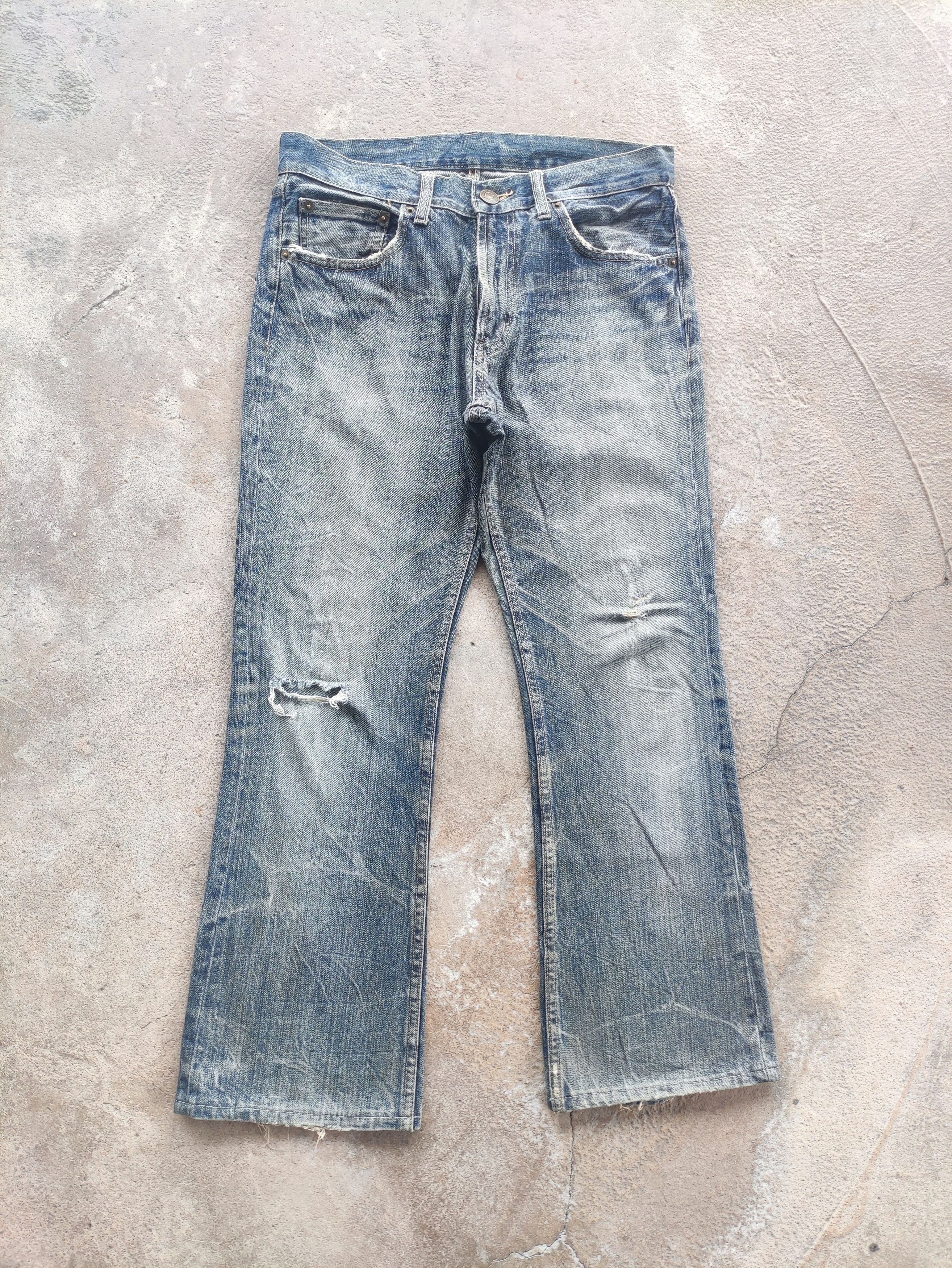 Japanese Brand Vintage Japanese Brand Flare Denim Distress Faded Pants Size US 31 - 1 Thumbnail