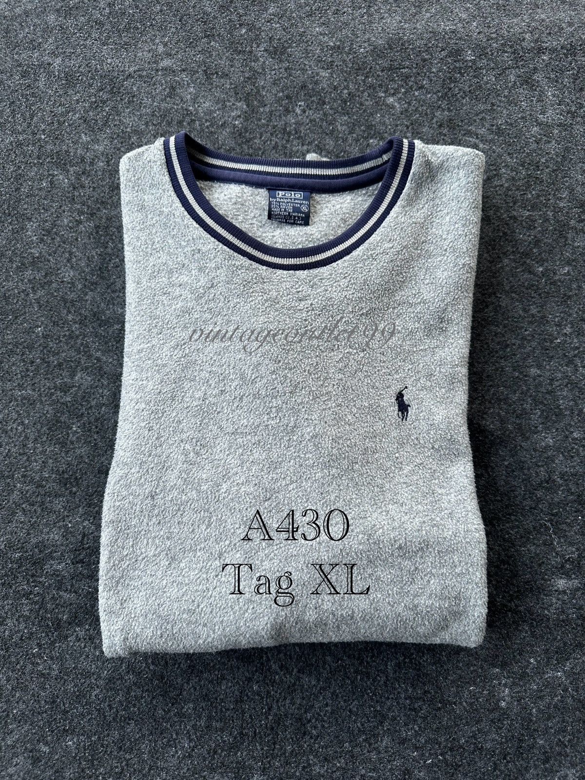Polo Ralph Lauren 90sPolo Ralph Lauren Distressed Fleece Vintage Crewneck A430 Size US XL / EU 56 / 4 - 10 Thumbnail