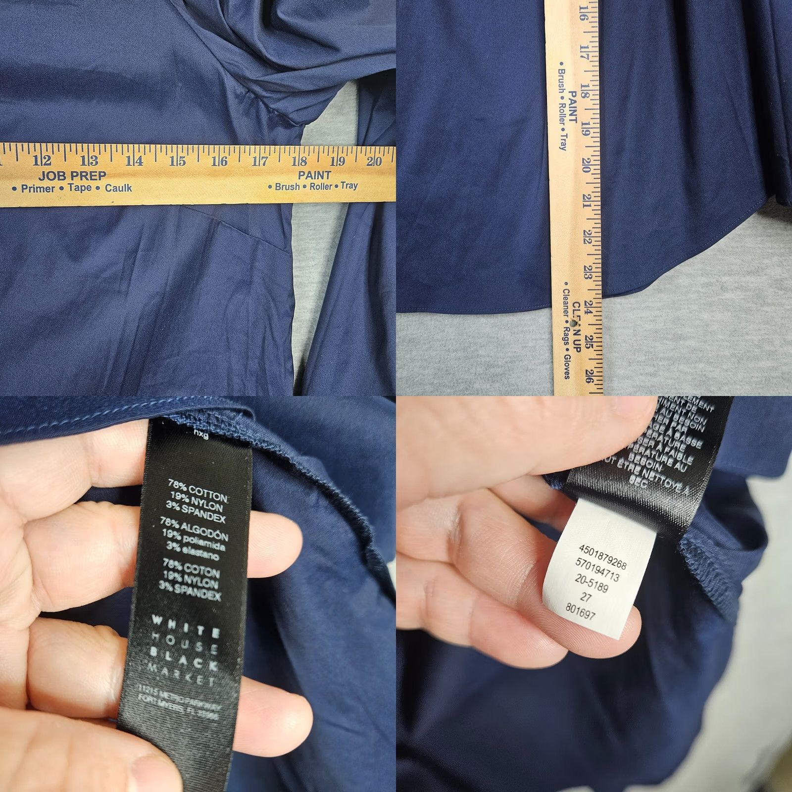 White House Black Market White House Black Market Blouse Shirt Off the Shoulder Tie Sleeve Sz S Womens Regular Blue Cotton Nylon Spandex Solid Short Sleeve Size S / US 4 / IT 40 - 8 Thumbnail