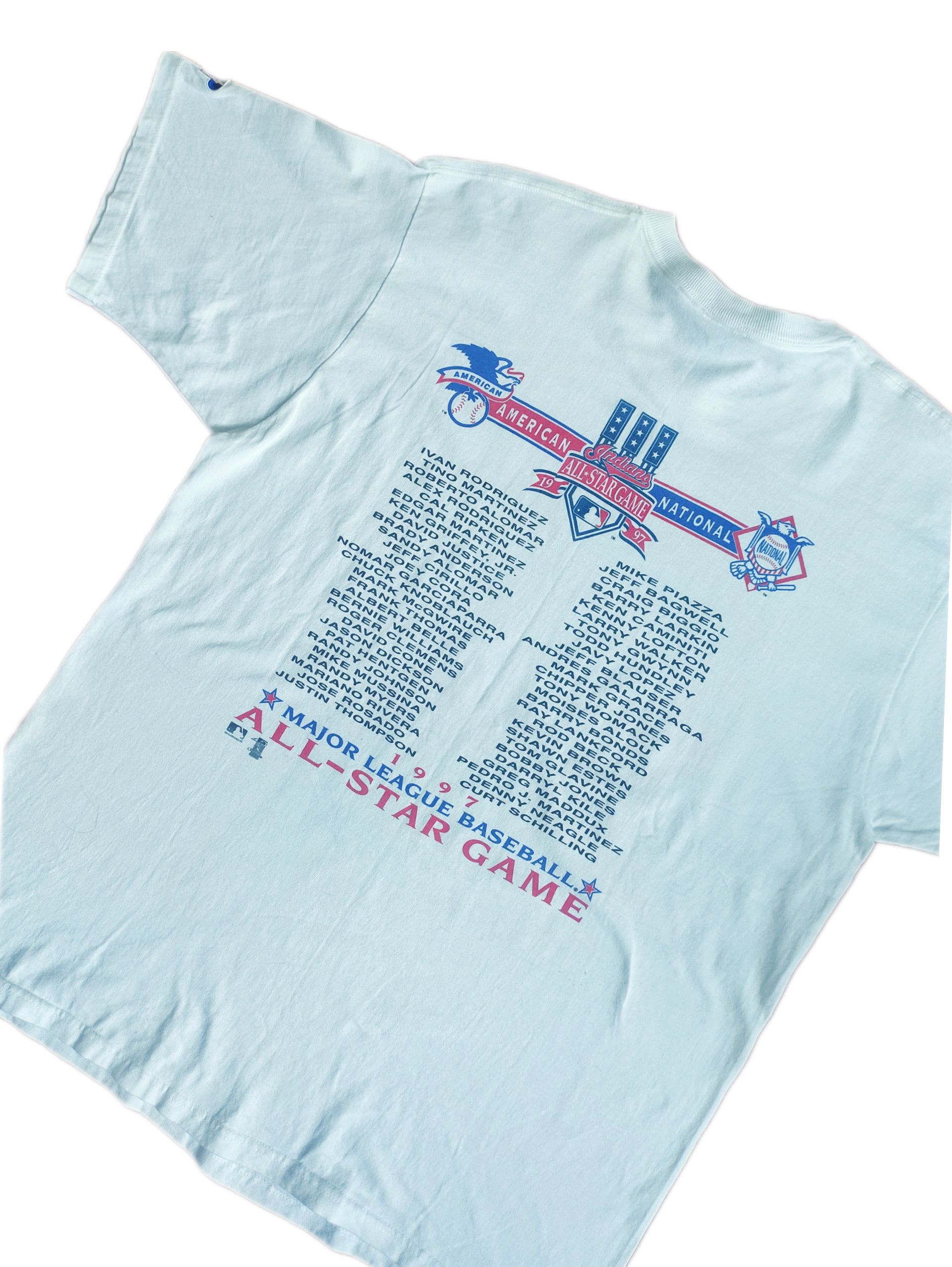 MLB × Vintage Vintage Baseball All-Star Game 1997 Caricature 2side T-Shirt Size US XL / EU 56 / 4 - 5 Thumbnail
