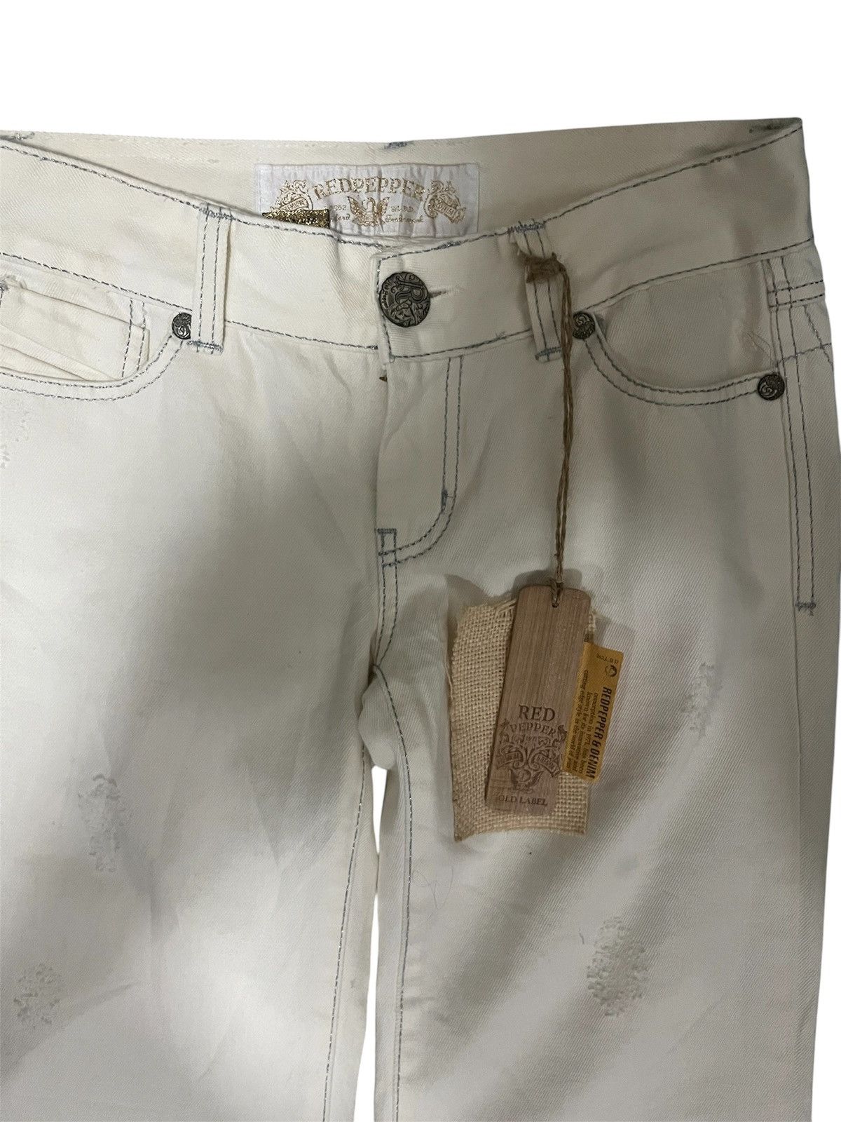 Japanese Brand 💥RED PEPPER FLARE WHITE JEANS (RARE) GOLD LABEL BRAND NEW💥 Size 30" / US 8 / IT 44 - 3 Thumbnail