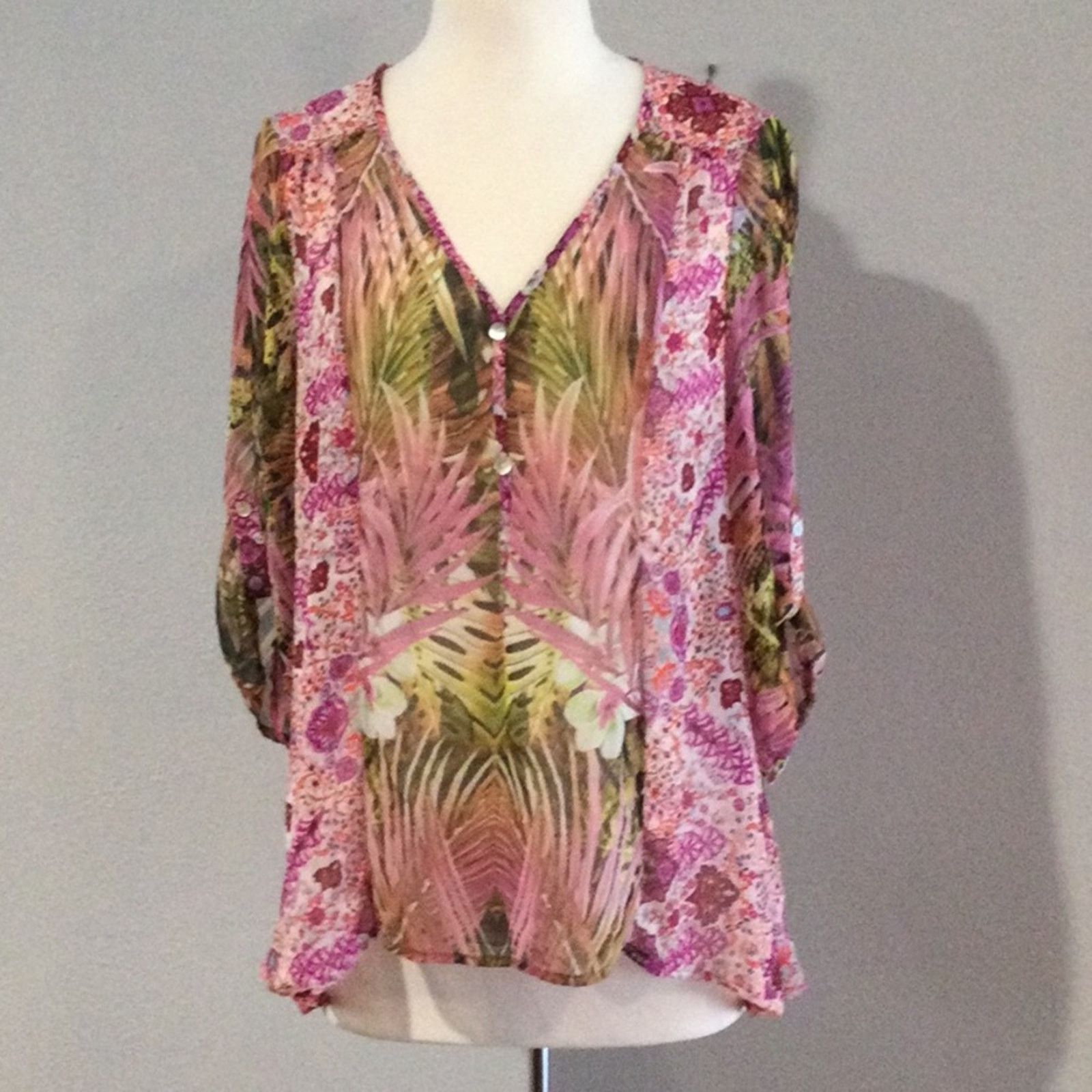 Other Figueroa & Flower Foliage/Floral Print Sheer Top Small Size S / US 4 / IT 40 - 1 Thumbnail