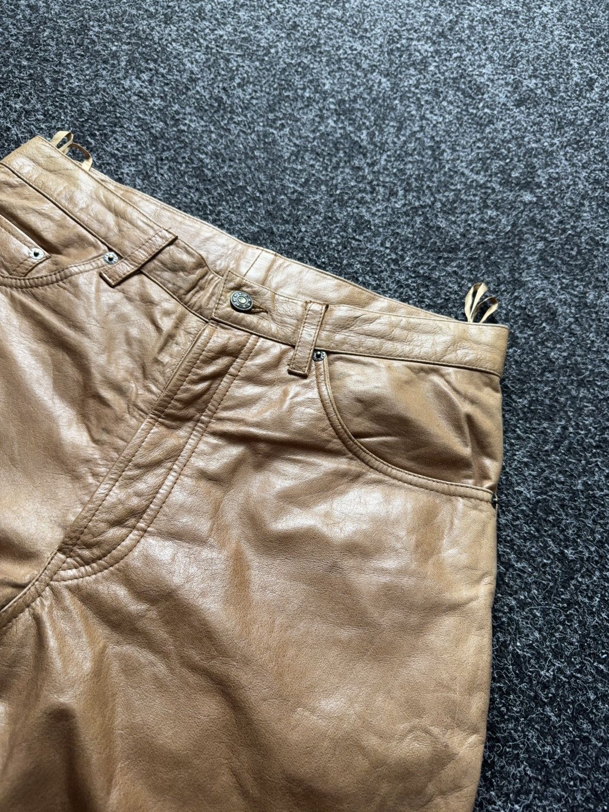 Genuine Leather 00s Leather Biker MOTO Rock Punk Cowboy Chrome Style Pants Size US 31 - 10 Thumbnail