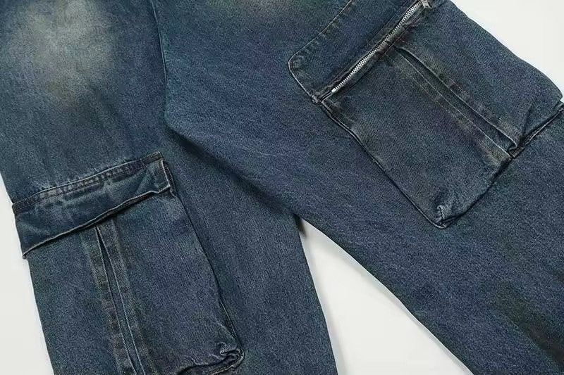 Japanese Brand × Jean Streetwear Tie Dye Pleated Baggy Cargo Jeans Size US 28 / EU 44 - 8 Thumbnail