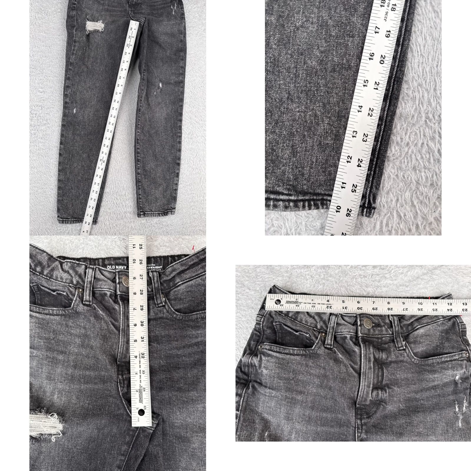 Old Navy Old Navy Jeans Women 0 Black Denim OG Straight Distressed Cotton High Rise 24x26 Size 25" / US 0 / IT 36 - 8 Thumbnail