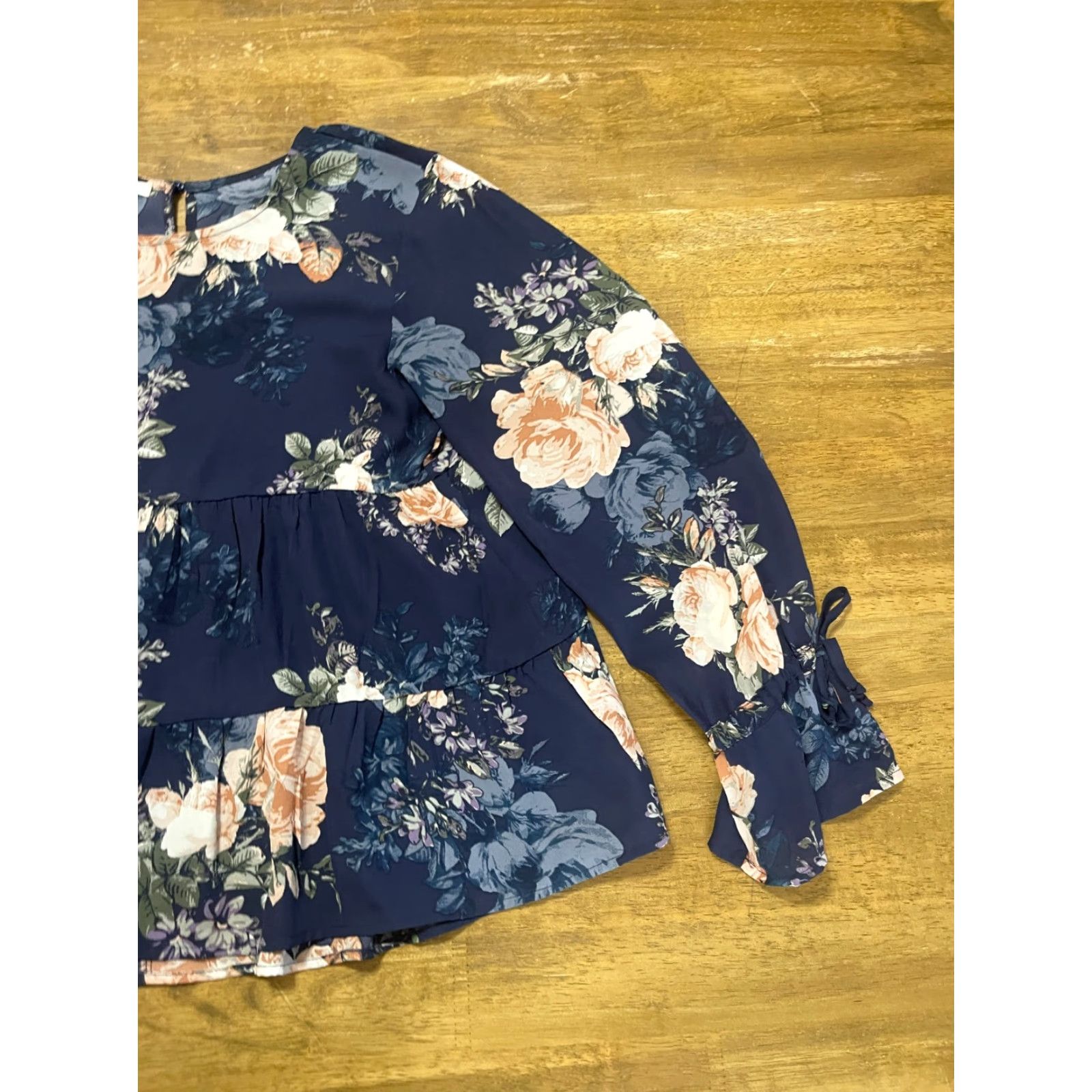 Vintage Maurices Blouse Women's Large Purple Floral Long Sleeve Pullover Casual Regular Size L / US 10 / IT 46 - 4 Thumbnail