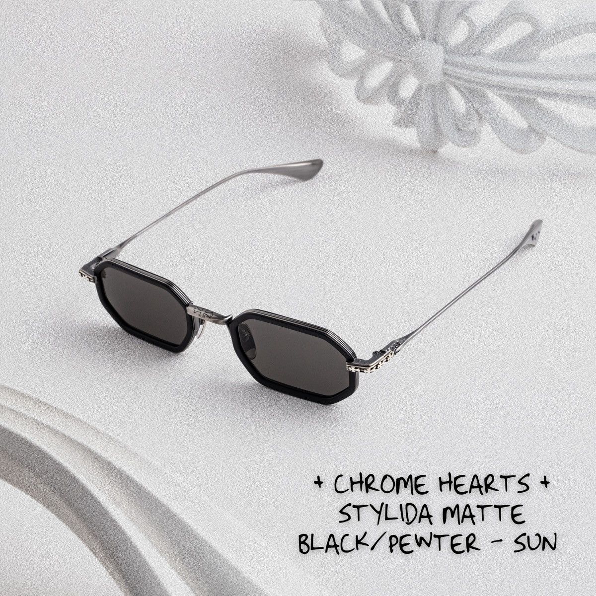 CHROME HEARTS STYLIDA MATTE BLACK/PEWTER SUNGLASSES