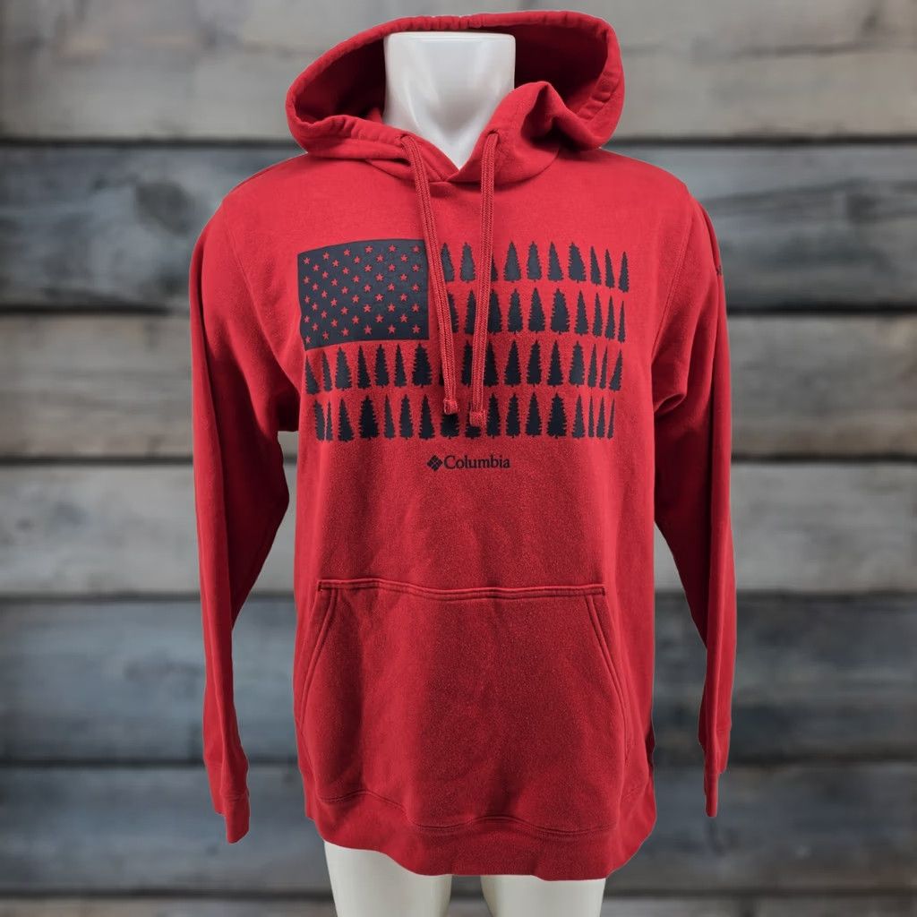Vintage Columbia Hoodie Red American Flag Graphic Hooded Pullover Size Large Men Size US L / EU 52-54 / 3 - 1 Thumbnail