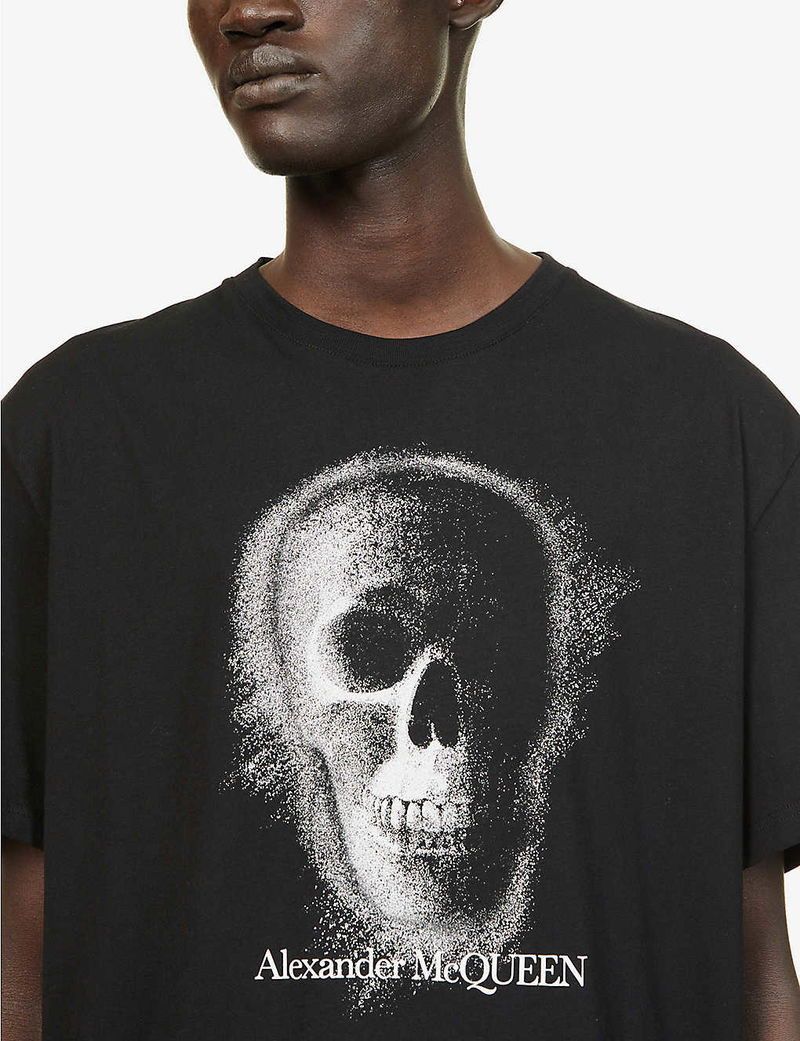 Alexander McQueen Alexander McQueen Faded Skull-Print Cotton-Jersey T-Shirt Size US M / EU 48-50 / 2 - 4 Thumbnail