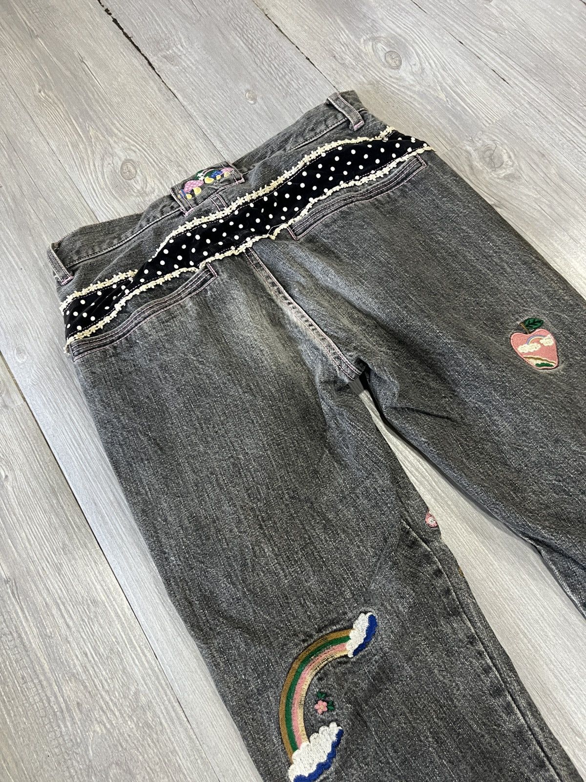 Hysteric Glamour Vintage candy stripper jeans with embroidery Cat & Rabbit Size US 29 - 6 Thumbnail