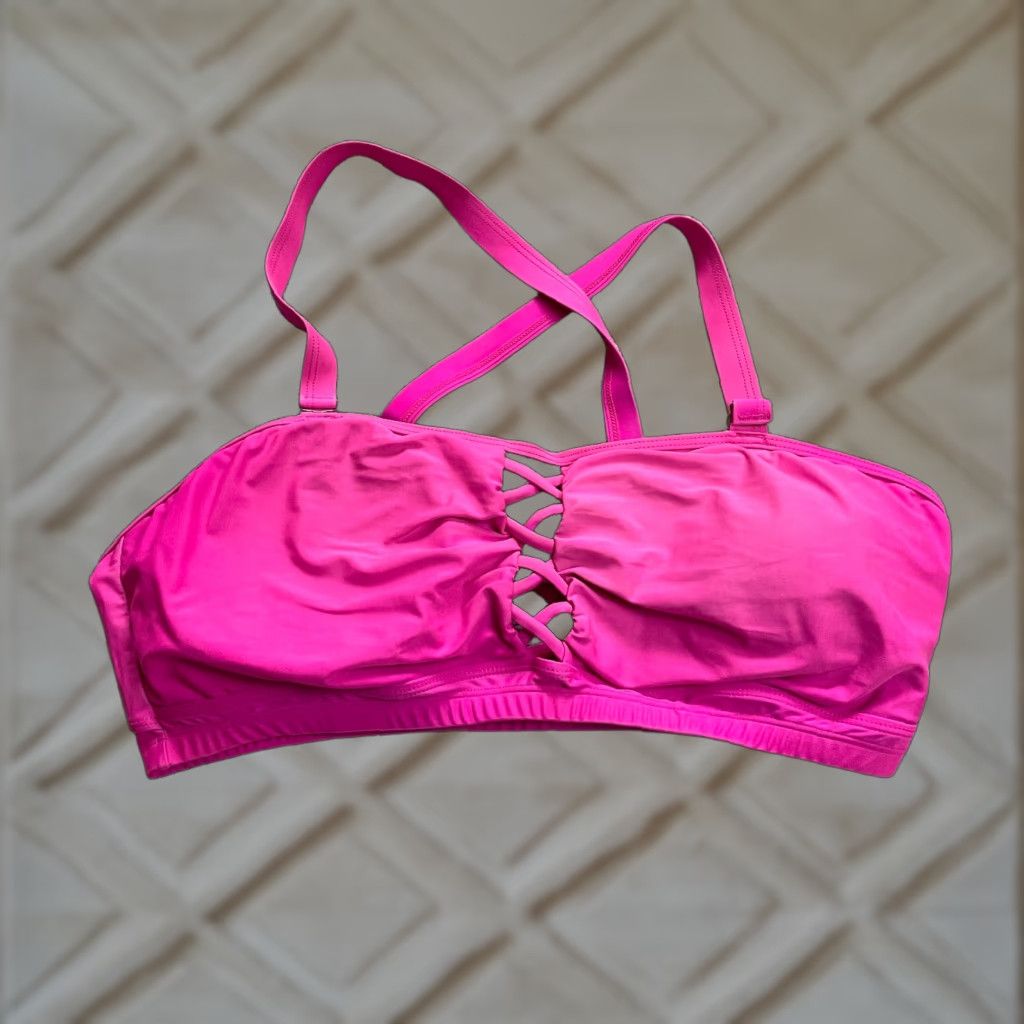 Pinko Unbranded Swimwear Bikini Top Womens 20W Pink Bandeau Removable Strap Beach Size 3XL / US 20-22 - 1 Thumbnail
