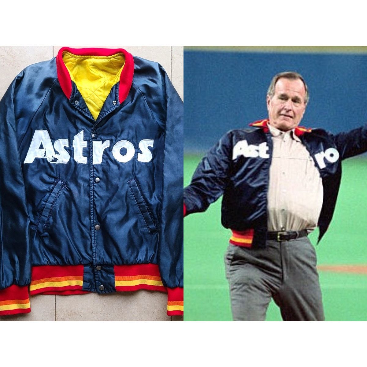 MLB × Starter Houston Astros 80s STARTER satin bomber Rainbow M navy MLB Size US S / EU 44-46 / 1 - 1 Thumbnail