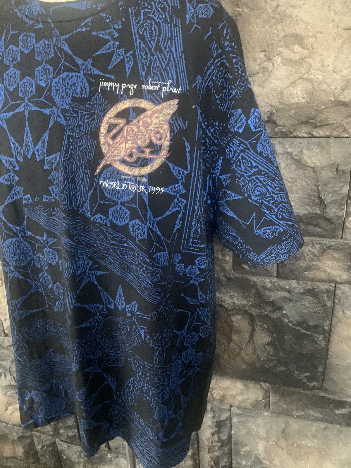 Band Tees × Vintage Vintage 90s Jimmy Page Robert Plant Zoso Tour Over Print Tee Size US XL / EU 56 / 4 - 3 Thumbnail