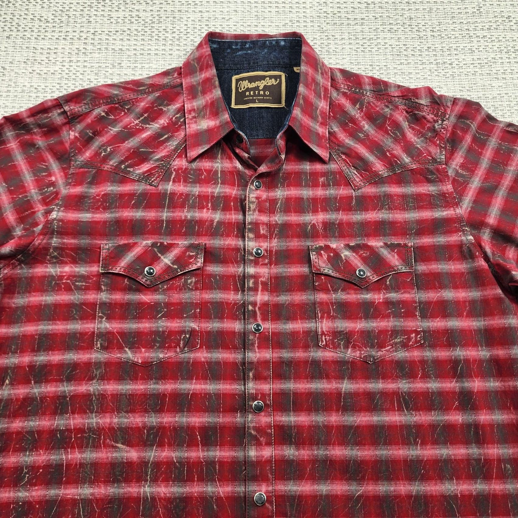 Wrangler VINTAGE Wrangler Retro Shirt Mens Large Red Plaid Western MVR154M Pearl Snap Long Sleeve Size US L / EU 52-54 / 3 - 4 Thumbnail