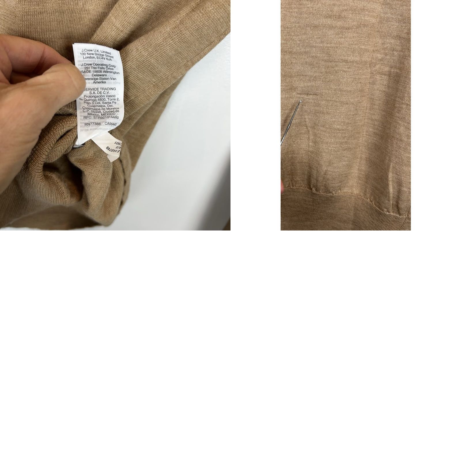 J.Crew J.CREW Sweater Women Small M Lace Ruffle Crew Neck Beige Merino Wool Pullover, Regular Fit, Long Sleeve Size S / US 4 / IT 40 - 8 Thumbnail