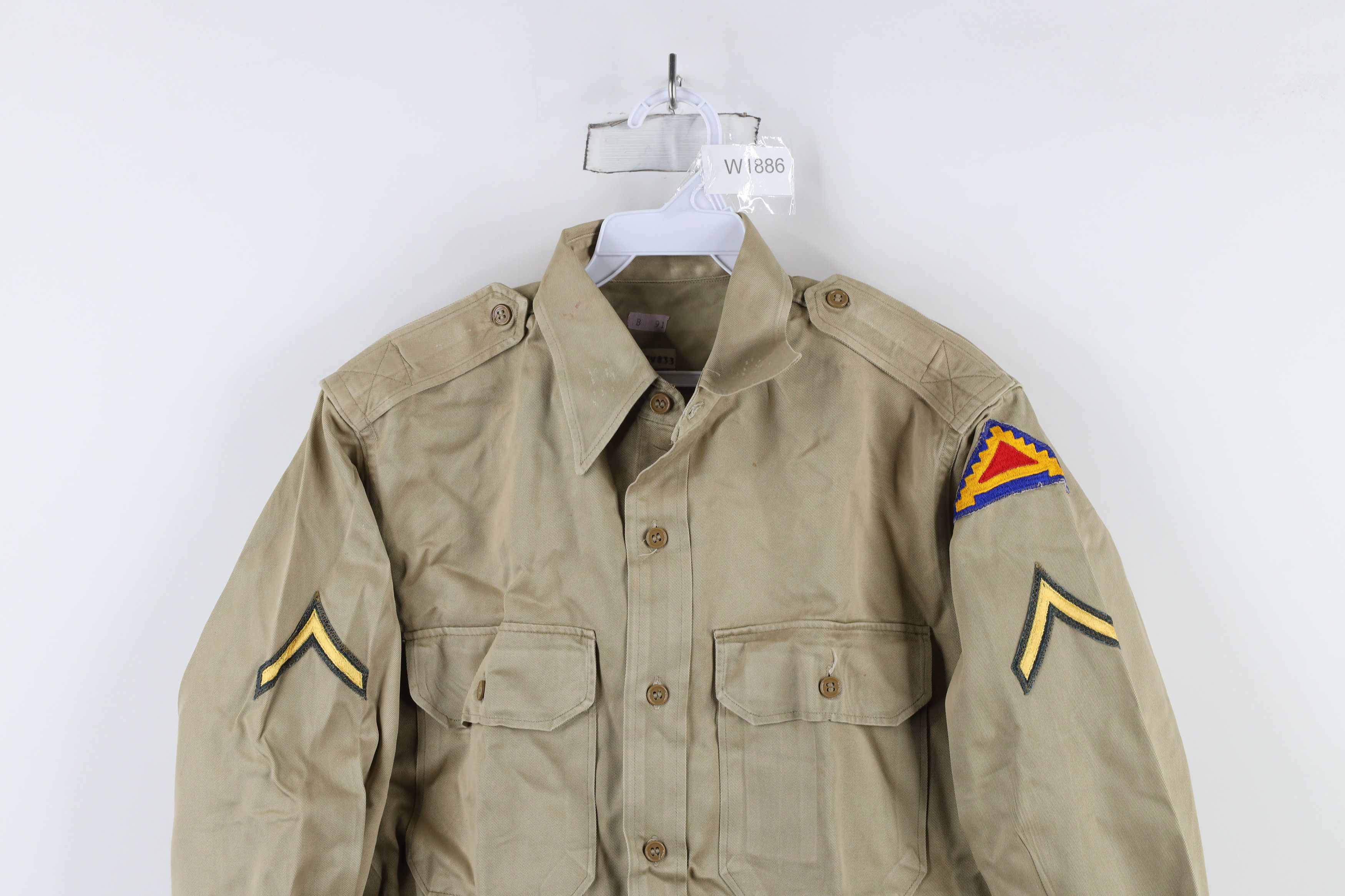 Vintage Vintage 50s Korean War Field Combat Fatigue Shirt Khaki USA Size US M / EU 48-50 / 2 - 2 Thumbnail