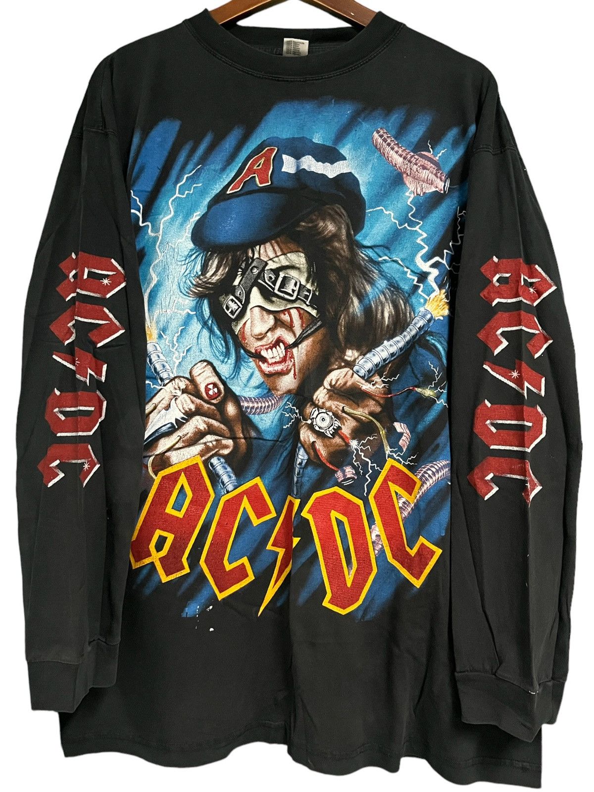 Image of Acdc x Band Tees Vintage Ac/dc 90's Long Sleeves T Shirt in Black, Men's (Size XL)