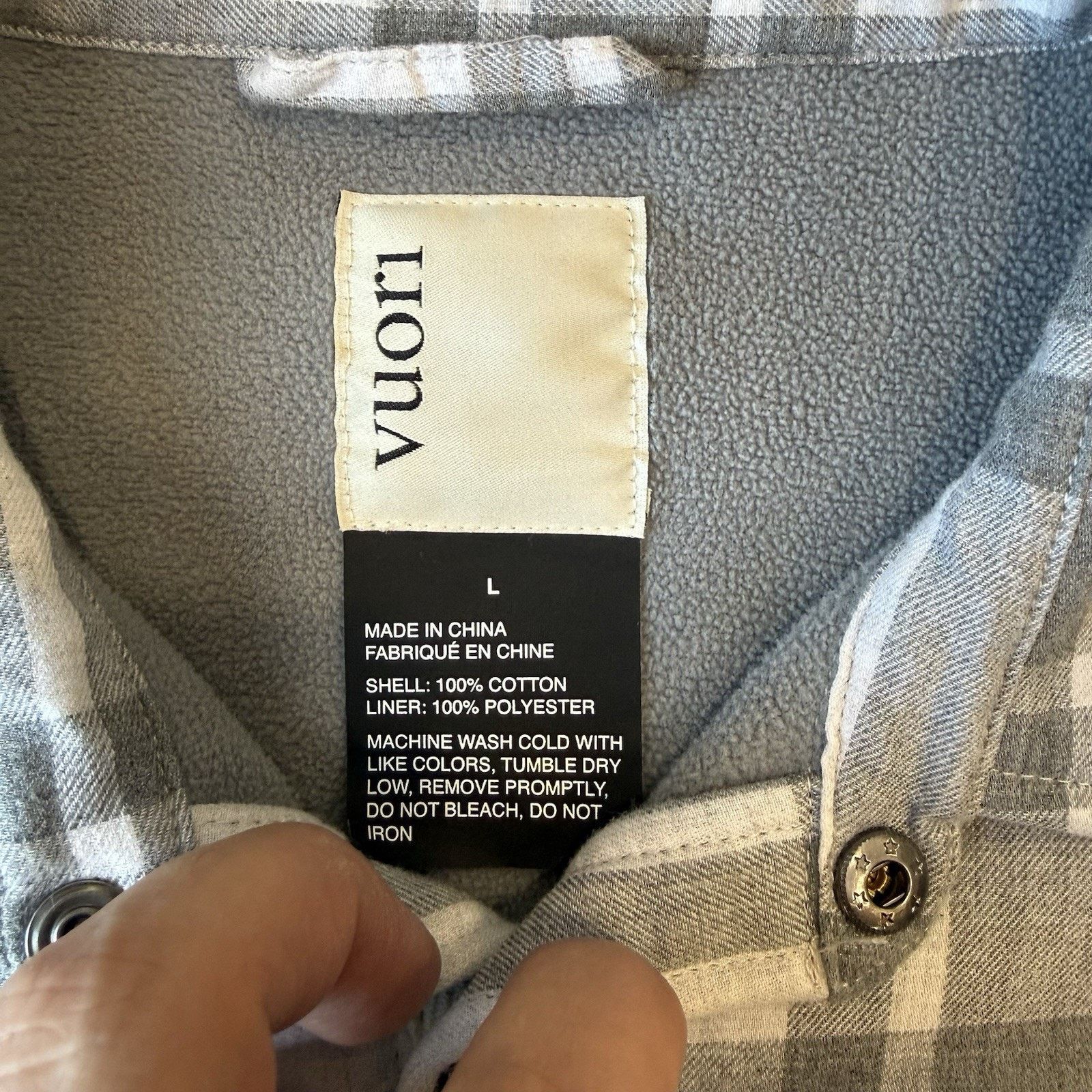 Vuori Vuori Range Shirt Jacket L Gray Snap Plaid Button Flannel Size US L / EU 52-54 / 3 - 7 Thumbnail