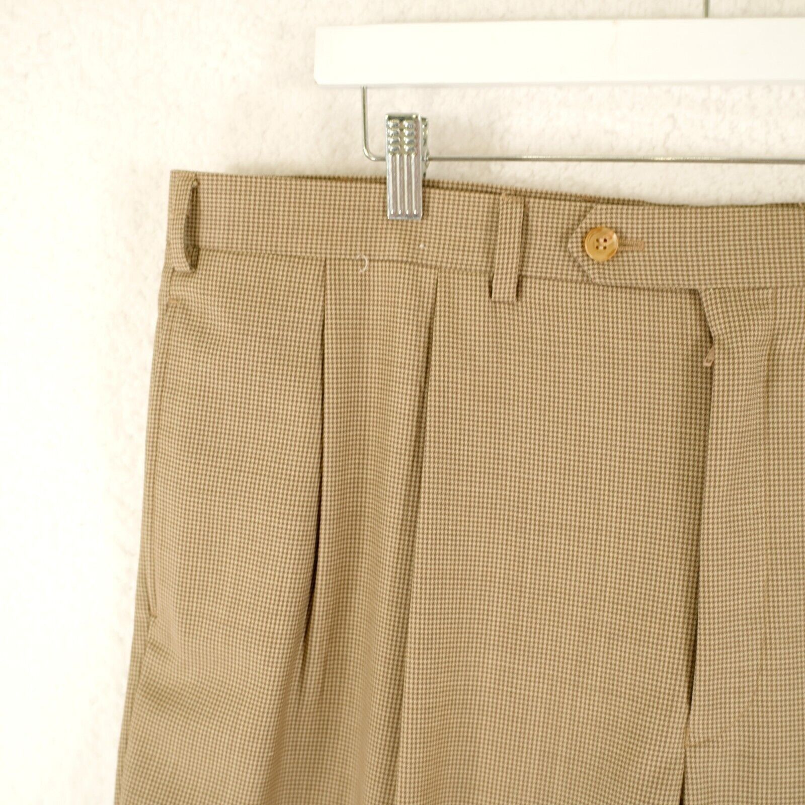 Lauren Ralph Lauren Lauren Ralph Lauren Wool Tan Cream Houndstooth Pleated High Size 40R - 3 Thumbnail
