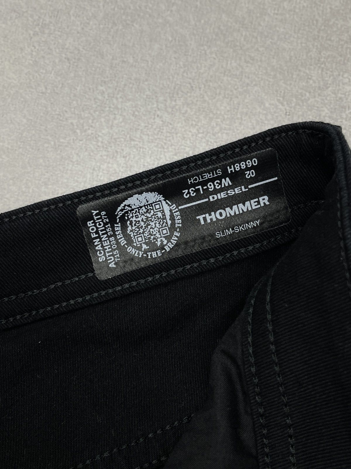 Diesel Mens Diesel Thommer Full Black Denim Jeans Y2K Skull Size US 36 / EU 52 - 11 Thumbnail