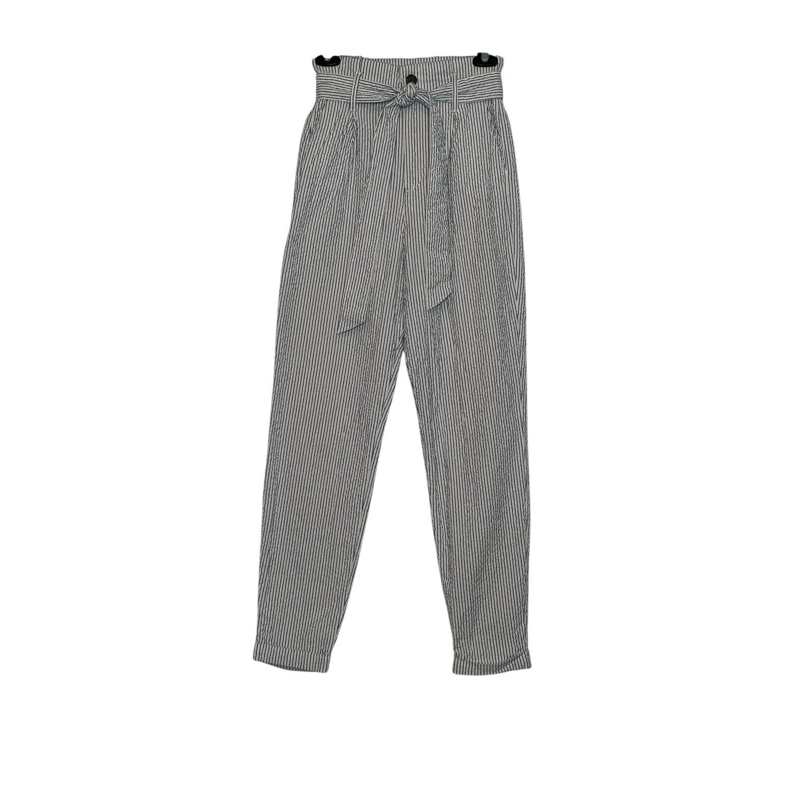 H&M H&M white blue pinstripes pleated high waist pants size 4 Size 27" / US 4 / IT 40 - 6 Thumbnail