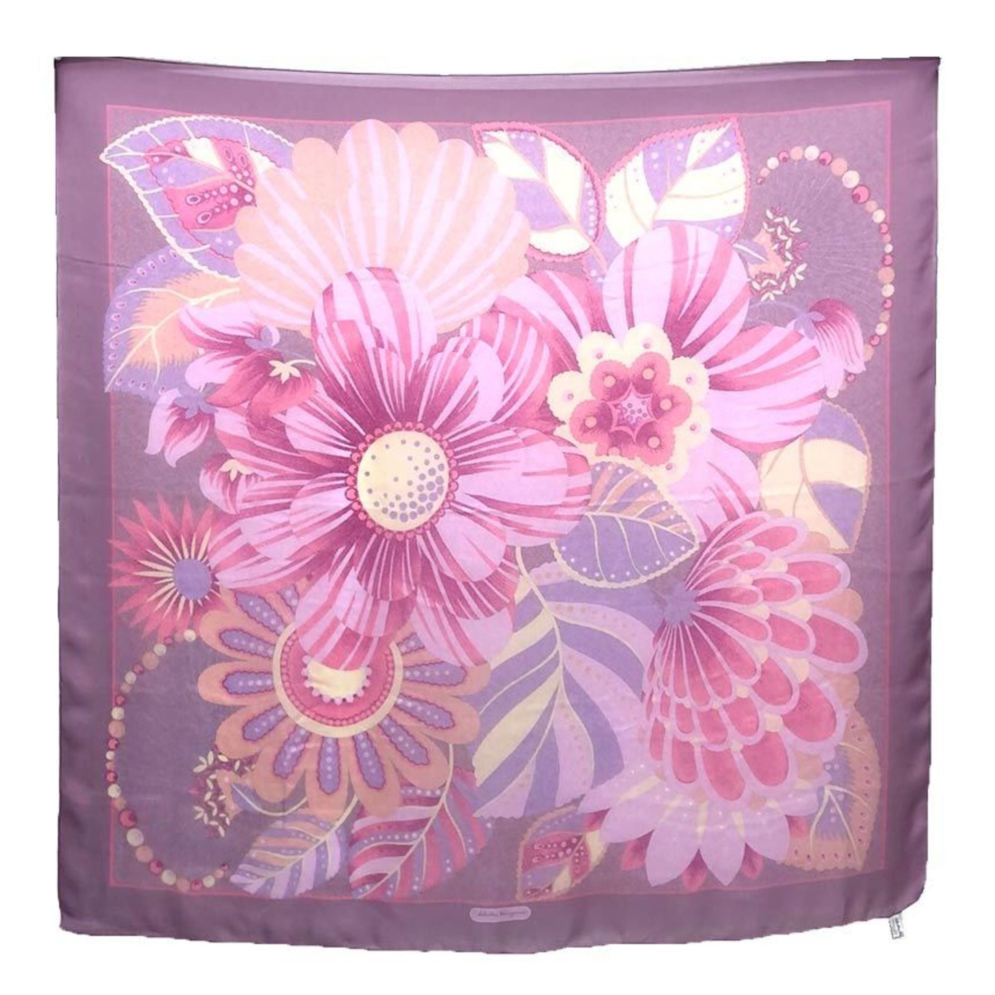 Salvatore Ferragamo Salvatore Ferragamo Silk Chiffon Shawl Stole Scarf Large Flower Women's Size ONE SIZE - 1 Thumbnail