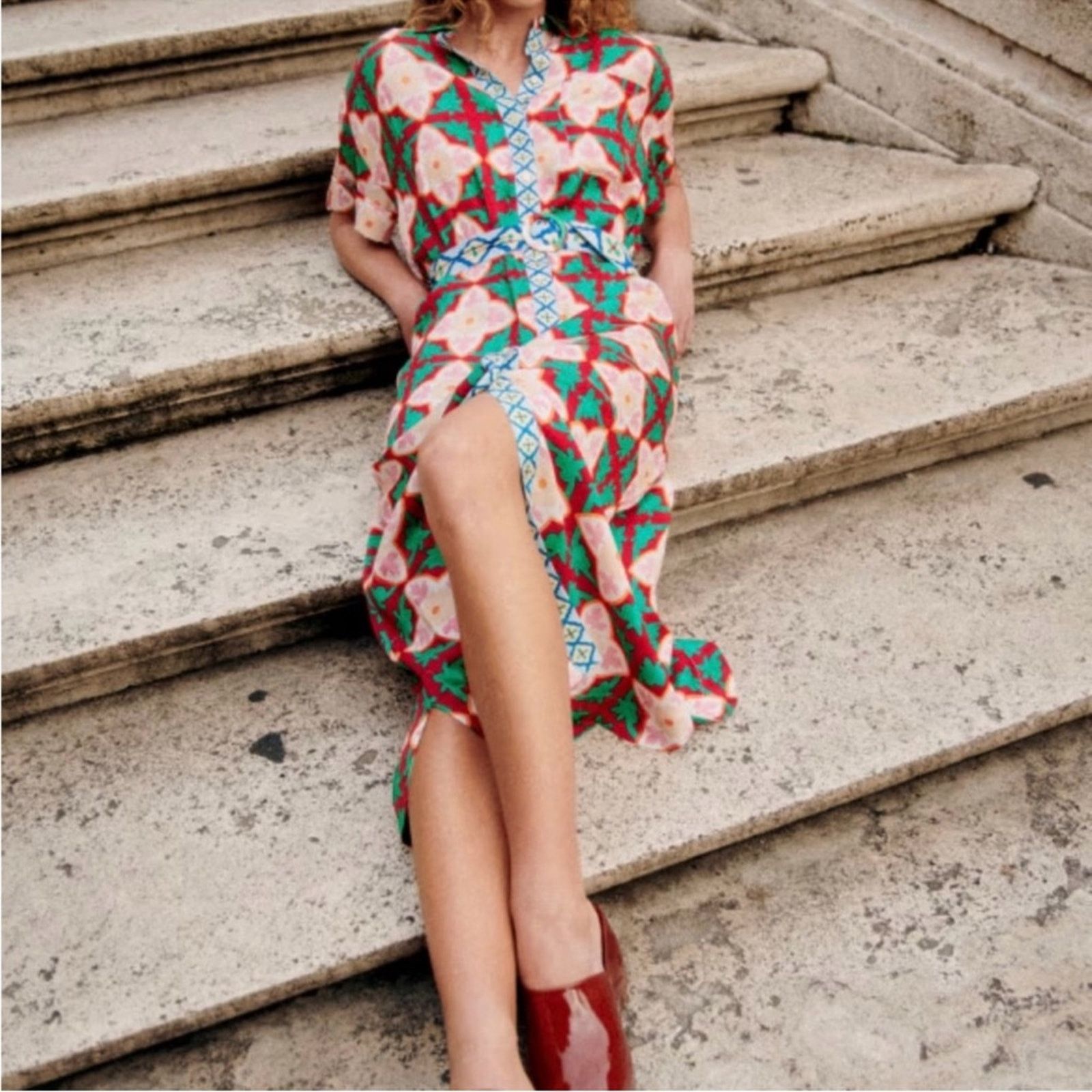 Sezane Sezane “Dora” Floral Tile Print Dress Size M / US 6-8 / IT 42-44 - 1 Thumbnail