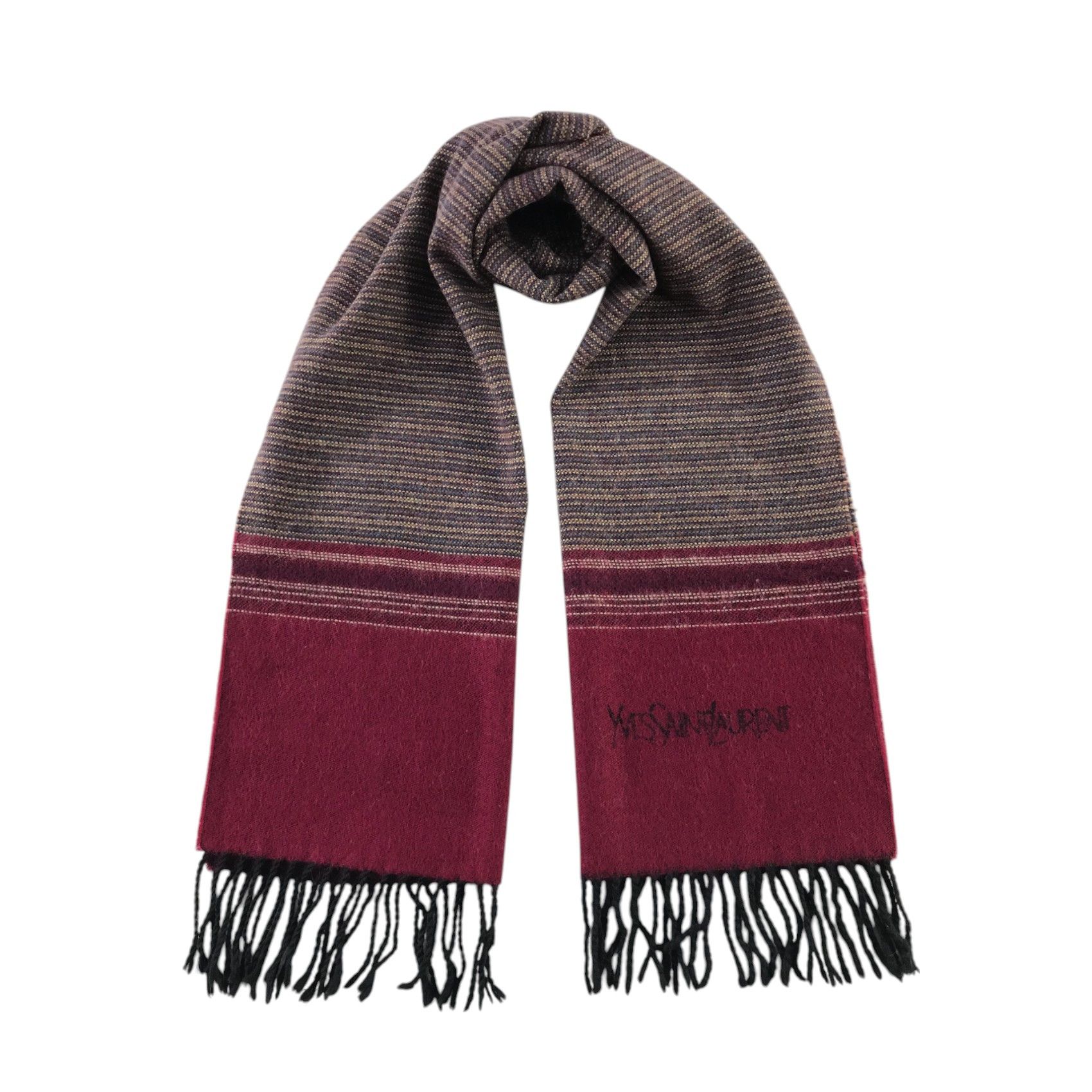 SAINT LAUREN MUFFLER 美品】SAINT LAURENT グレー カシミア マフラー