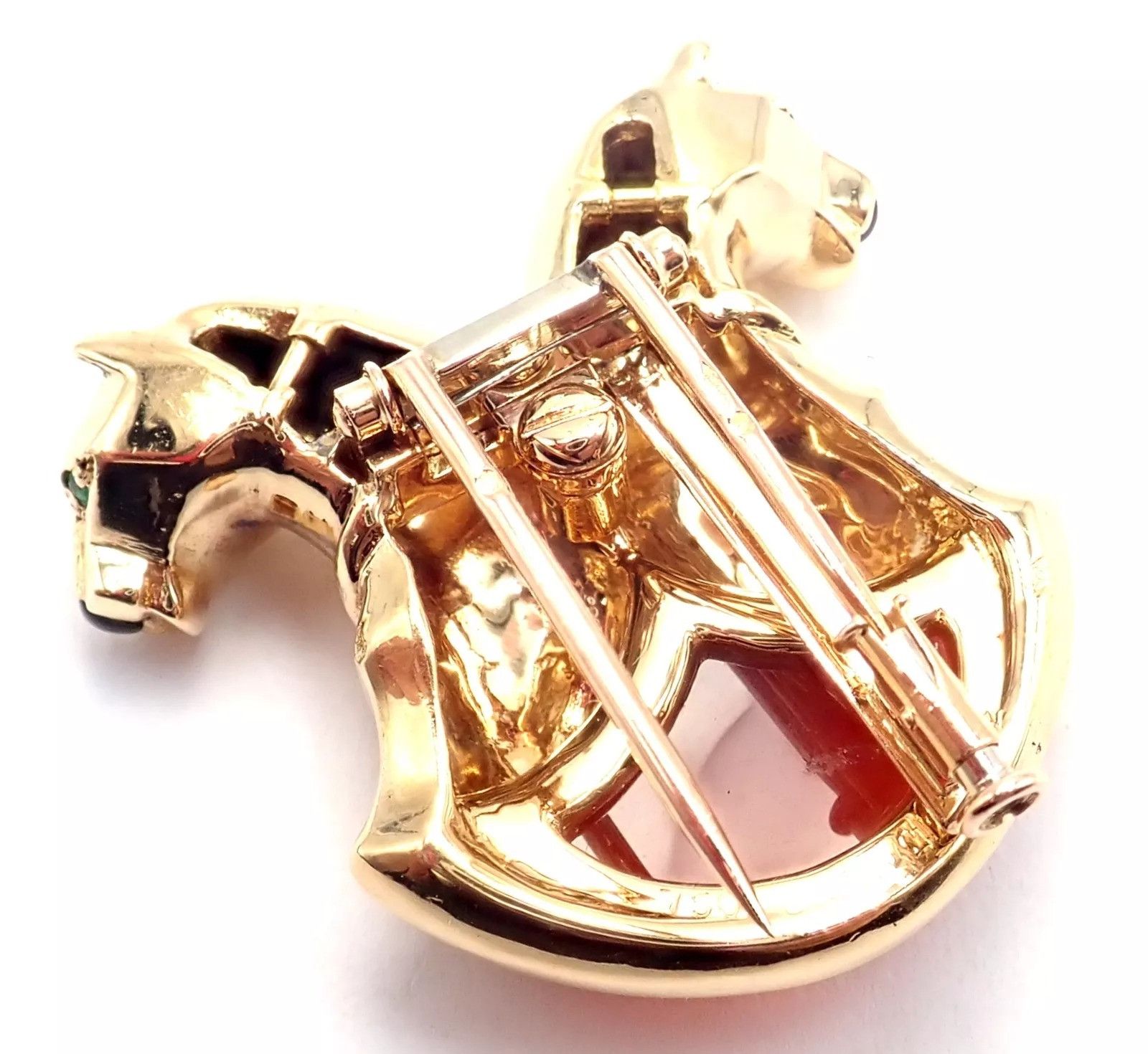 Cartier Cartier Double Panther 18k Jasper Onyx Pin Brooch Size ONE SIZE - 9 Thumbnail