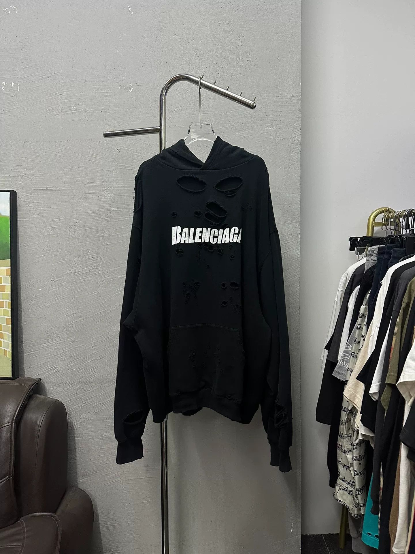 Balenciaga Balenciaga Black Ripped Hoodie | Grailed
