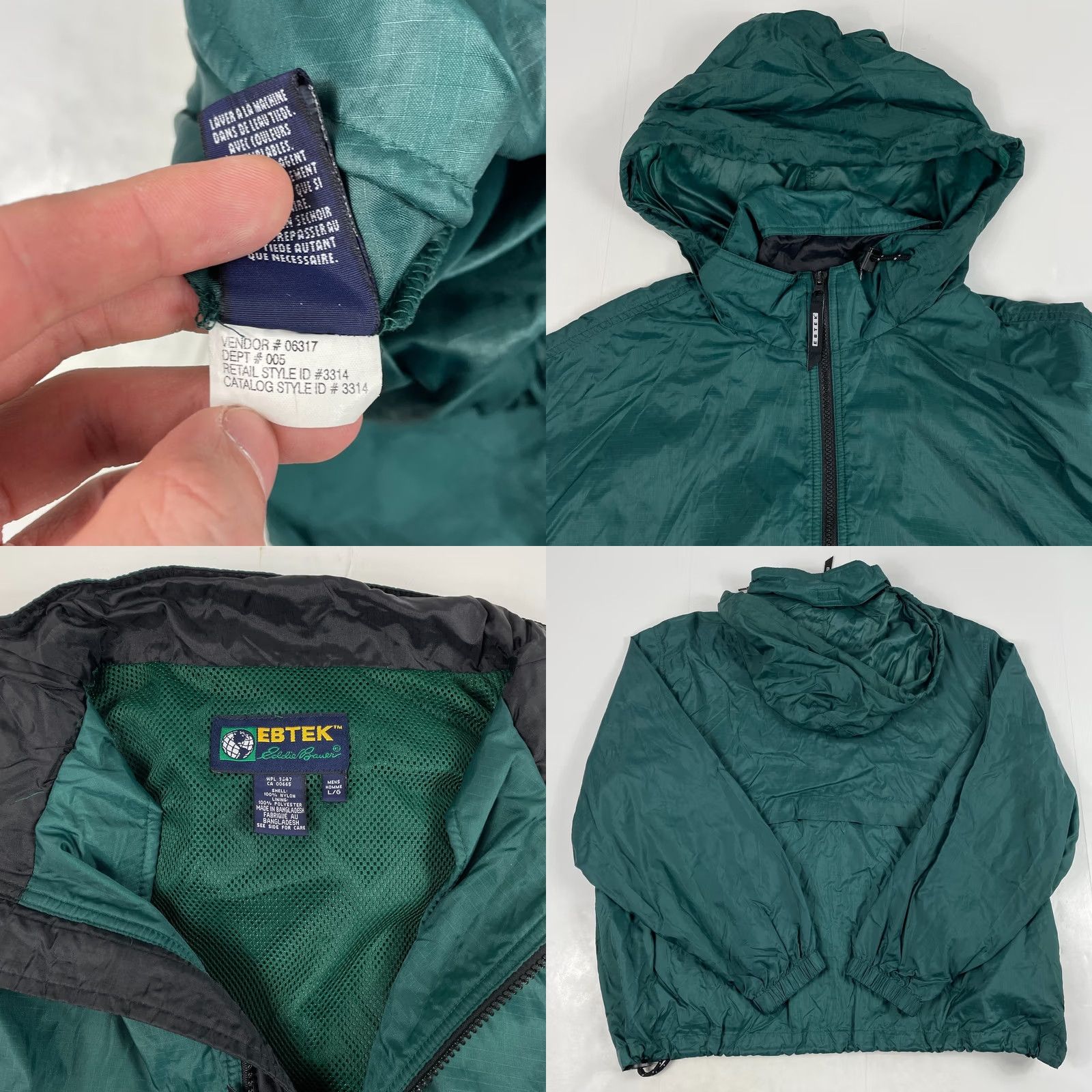 Eddie Bauer VINTAGE Eddie Bauer Ebtek Jacket Mens L Green Hooded Windbreaker Regular Fit Outdoor Size US L / EU 52-54 / 3 - 8 Thumbnail
