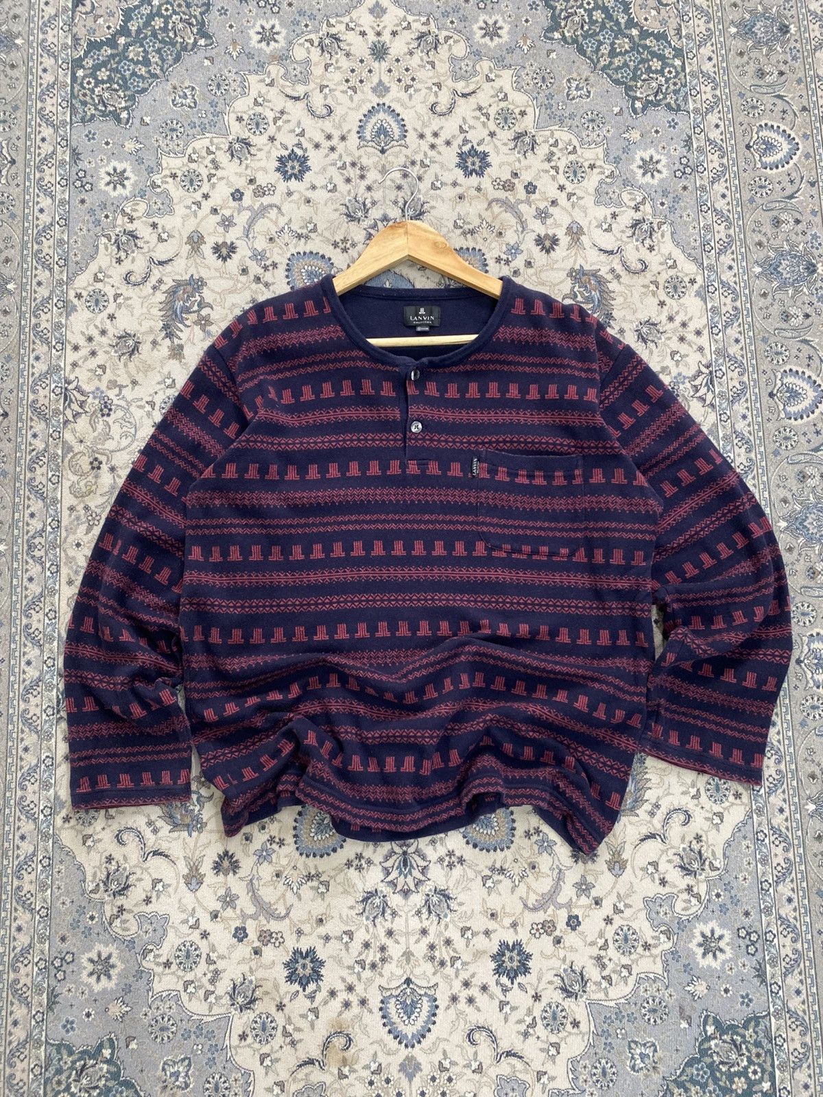 Lanvin VINTAGE LANVIN DESIGNER NATIVE LONGSLEEVE SHIRT HENLEY Size US M / EU 48-50 / 2 - 1 Thumbnail