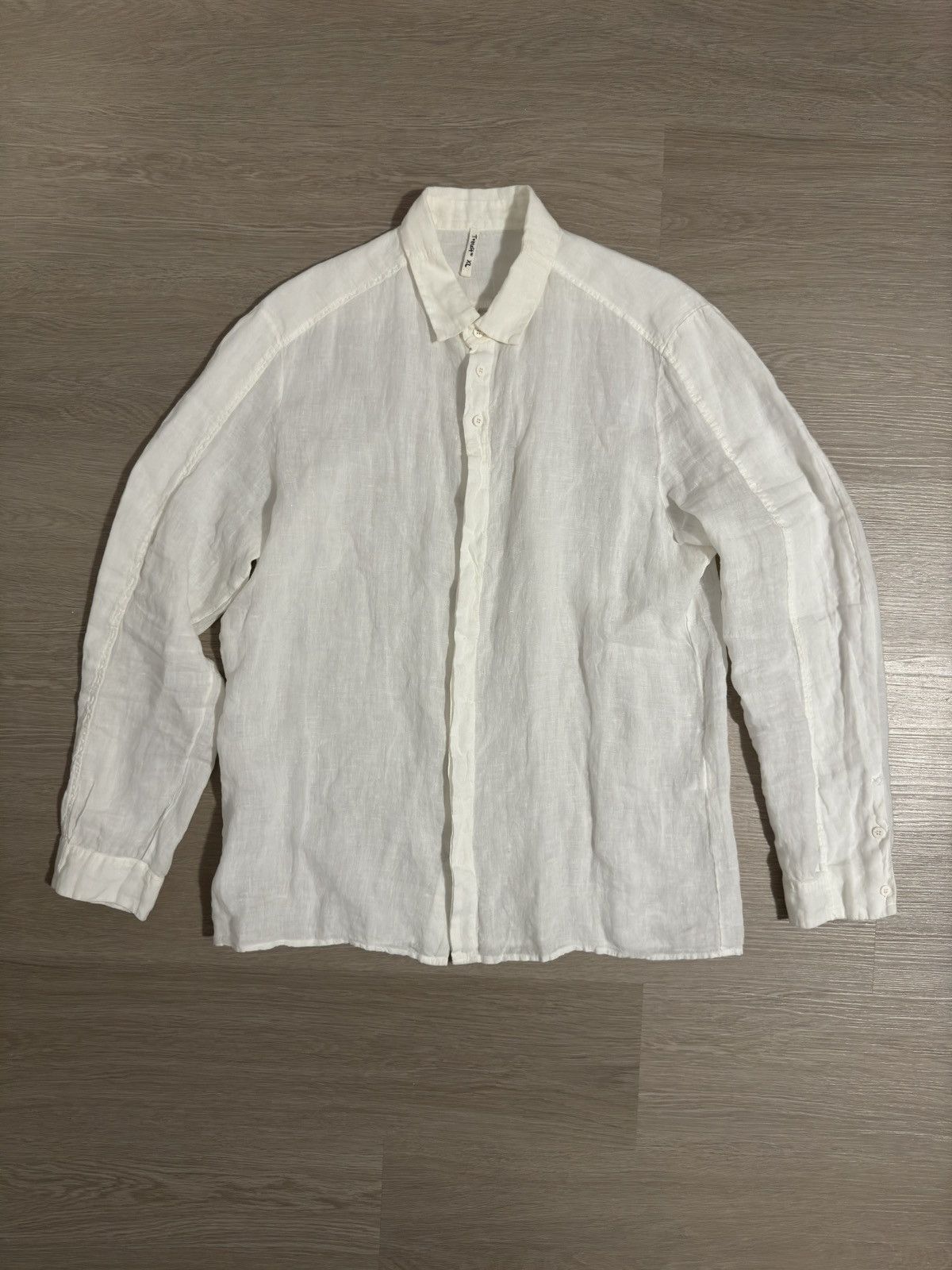 image of Avant Garde x Transit Band Linen Shirt in White, Men's (Size XL)