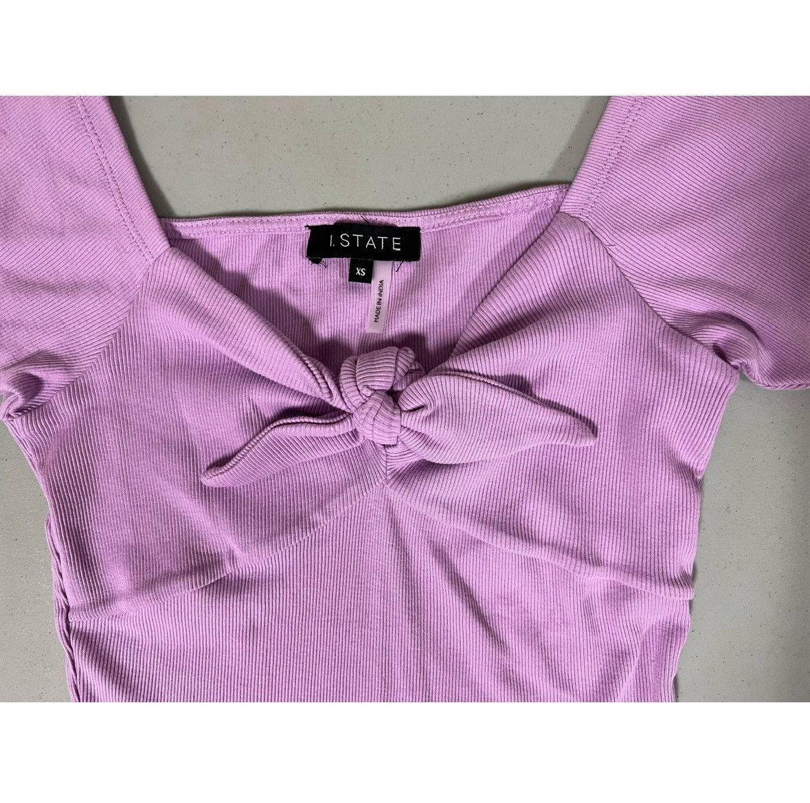Vintage 1.State Purple Bow Knot-Front T-Shirt Top Blouse Size XS 💜 Size XS / US 0-2 / IT 36-38 - 3 Thumbnail