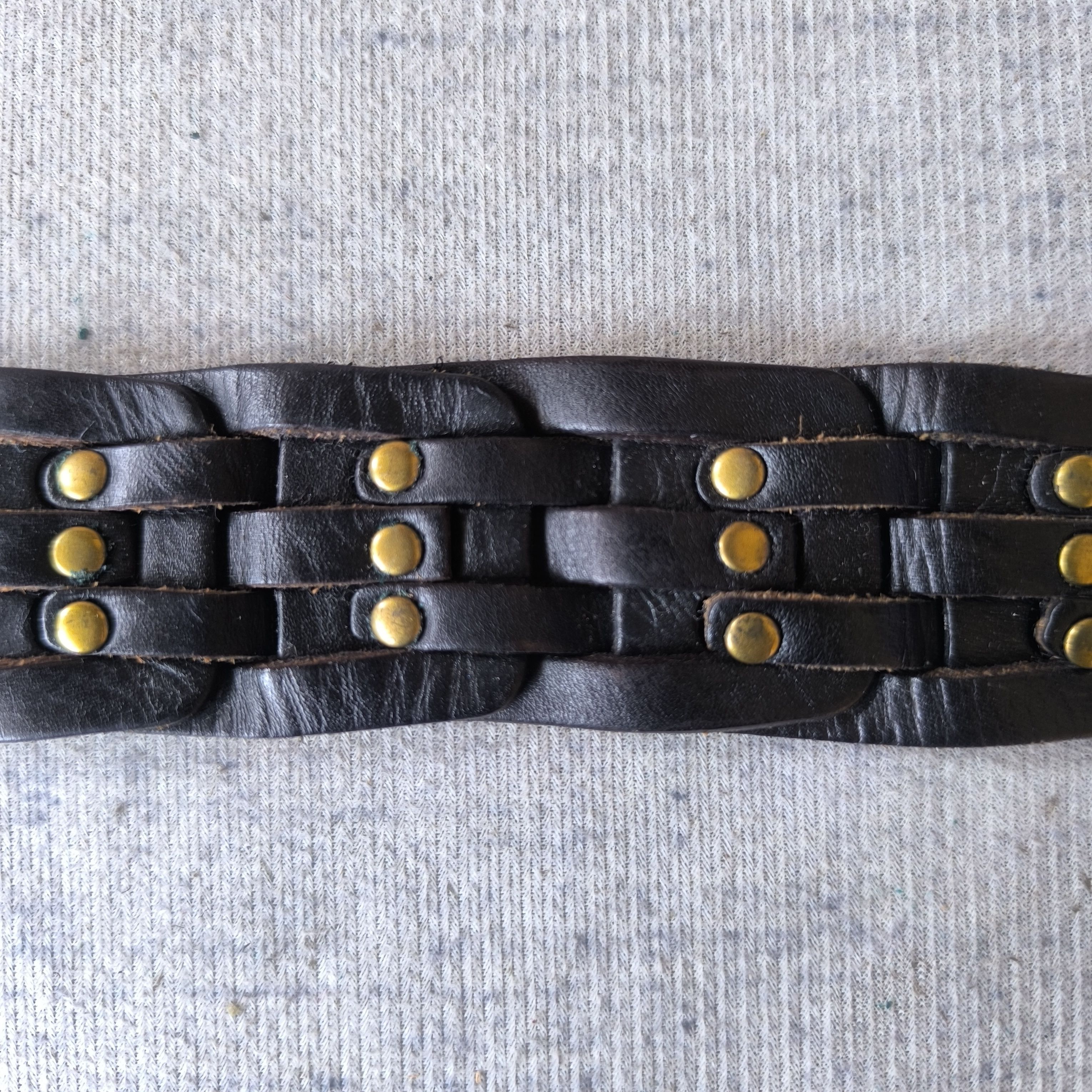 14th Addiction 🕸️Japan solid brass art stud punk style leather belt Size ONE SIZE - 6 Thumbnail
