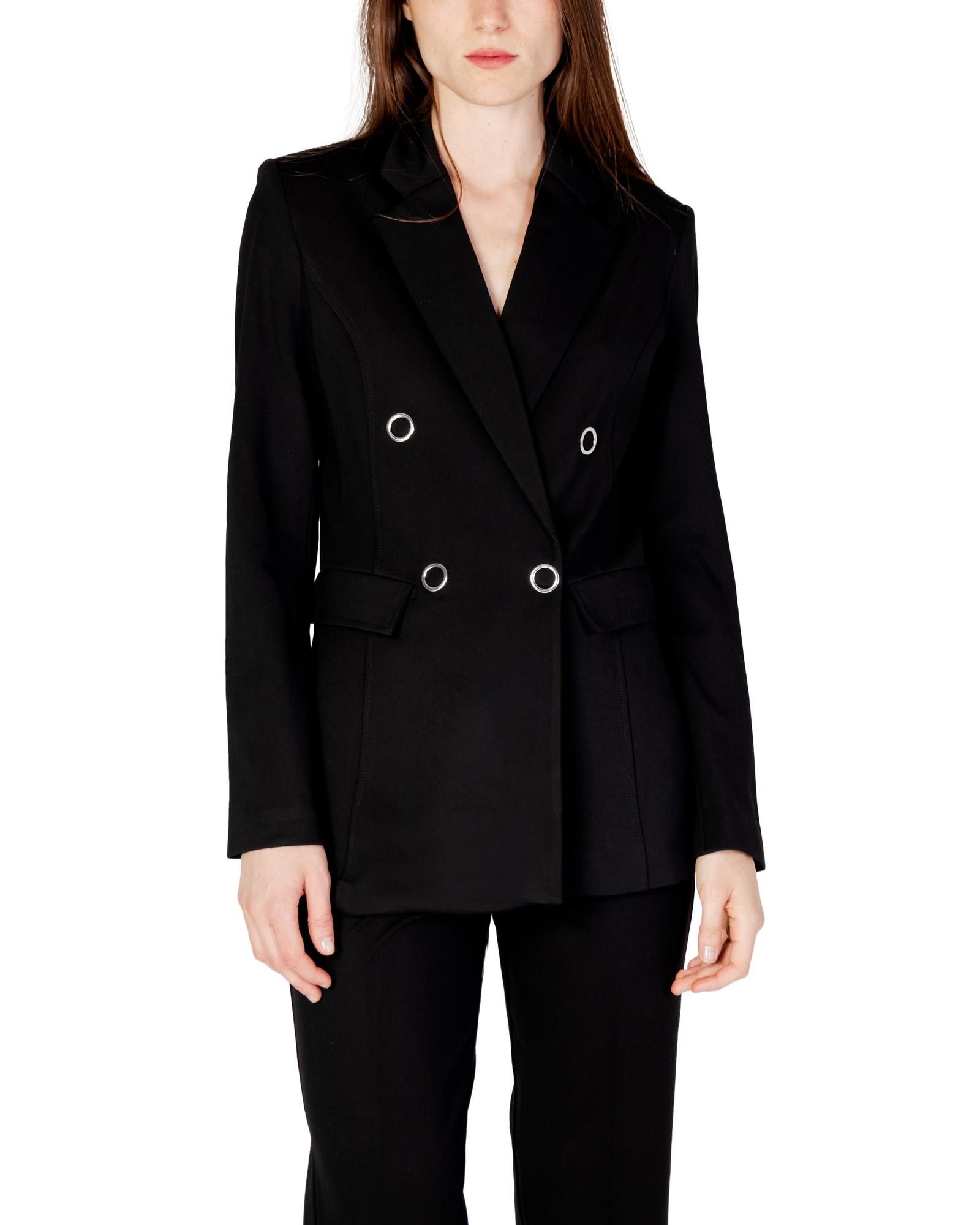 image of Guess Button-Front V-Neck Blazer in Black, Women's (Size XS)