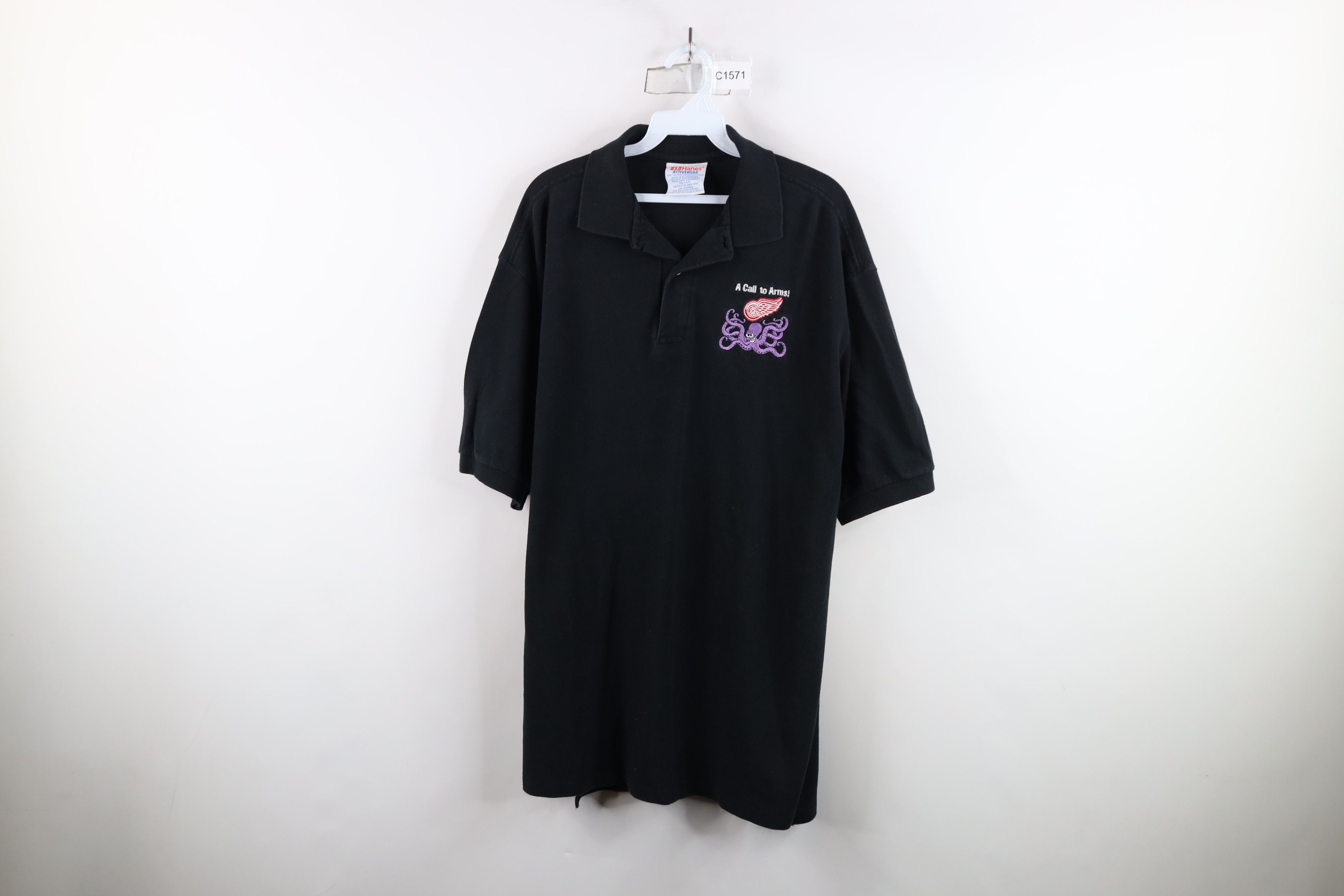 Vintage Vintage 90s Detroit Red Wings Hockey Collared Polo Shirt Size US XL / EU 56 / 4 - 1 Thumbnail