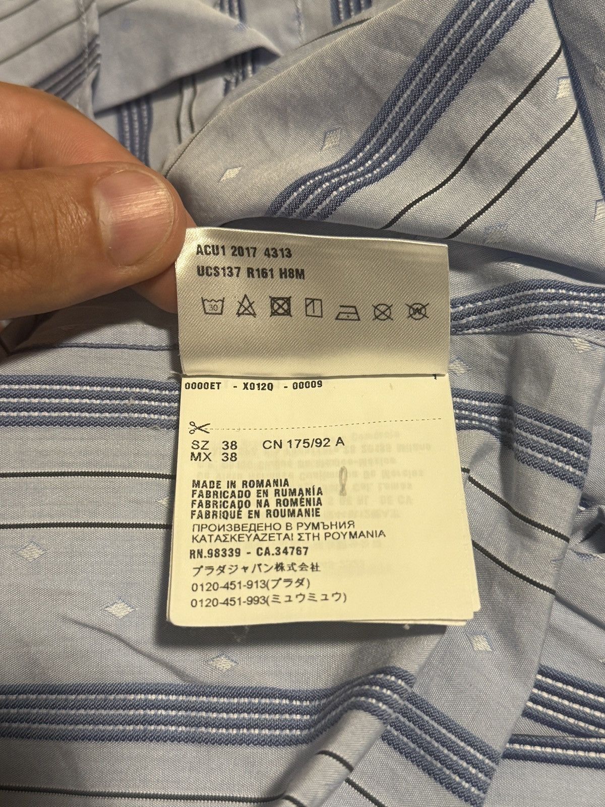 Prada PRADA 2019 BUTTON UP COLLARED BLUE STRIPED SHIRT RAF Size US L / EU 52-54 / 3 - 6 Thumbnail