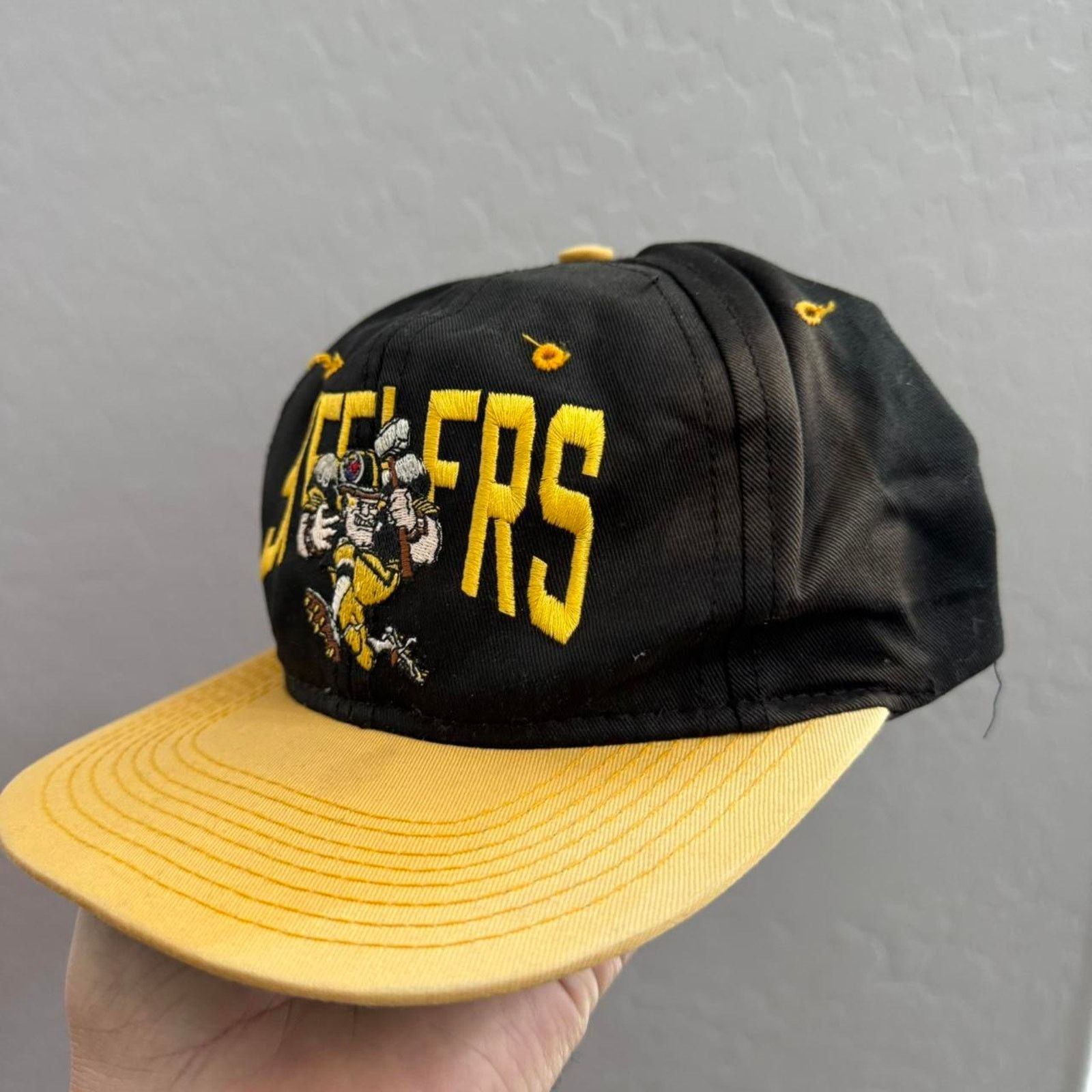 Logo 7 Vintage 90s Steelers Miner Logo Snapback Black Yellow Size ONE SIZE - 2 Thumbnail