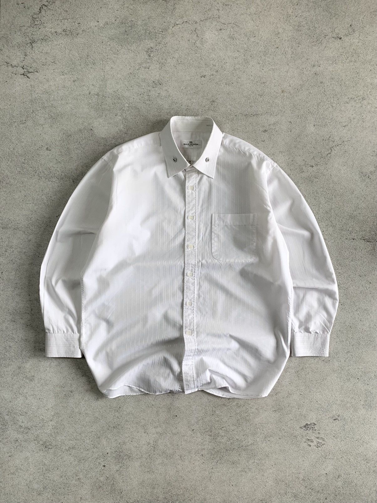 Balenciaga balenciaga stripe white on white button up shirt Size US L / EU 52-54 / 3 - 1 Thumbnail