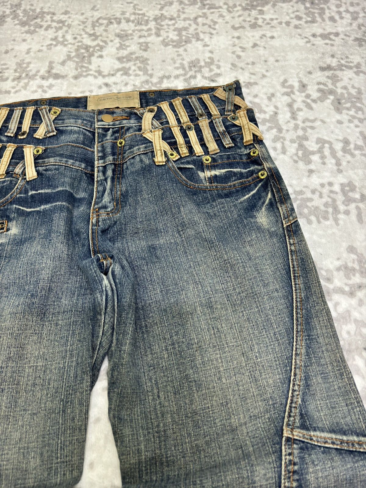 Le Grande Bleu (L.G.B.) Vintage Camel Active Double Waist Muddy Acid Wash Jeans Size US 32 / EU 48 - 5 Thumbnail