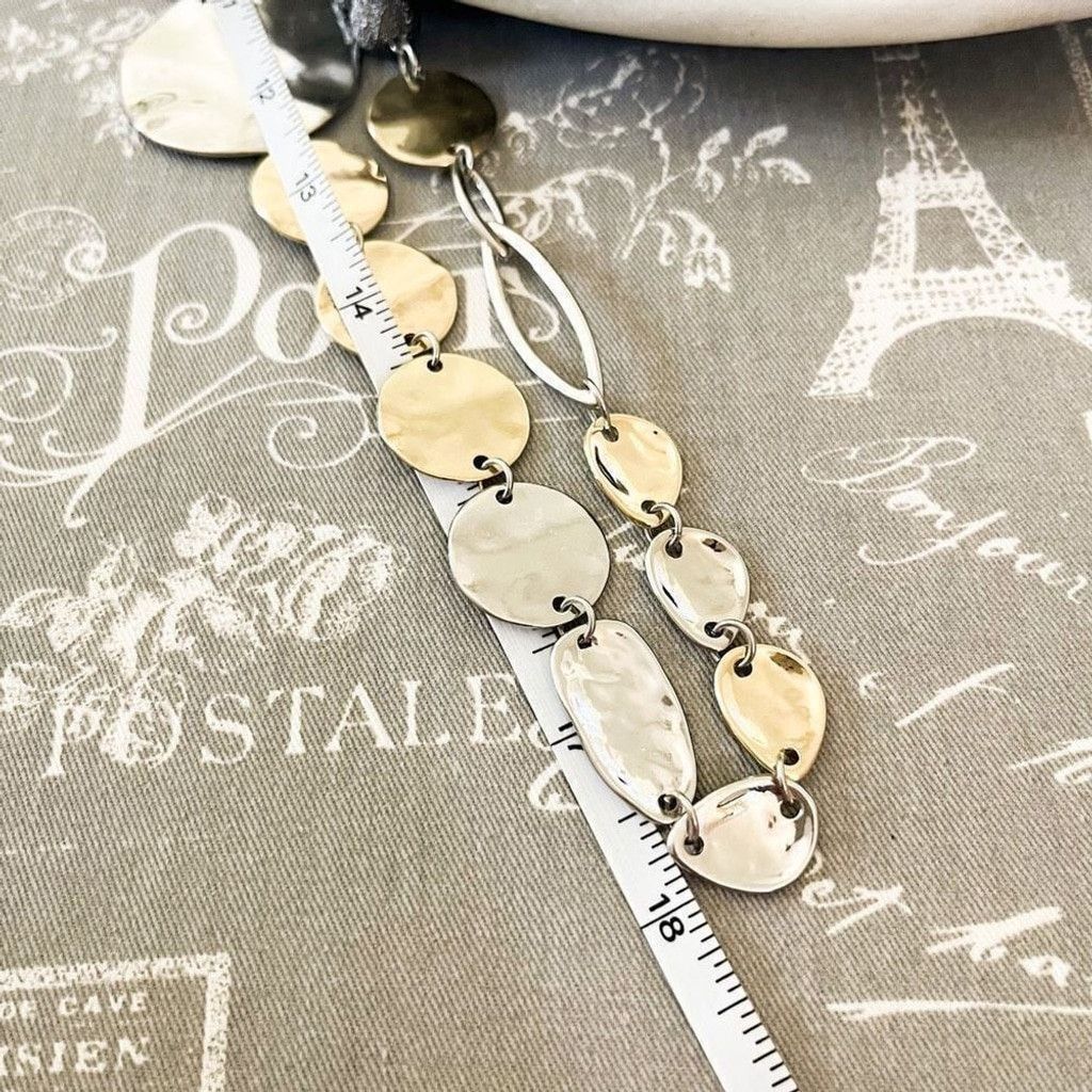 Jewelry Hammered Two Tone Metal Necklace Gold Silver Size ONE SIZE - 4 Thumbnail