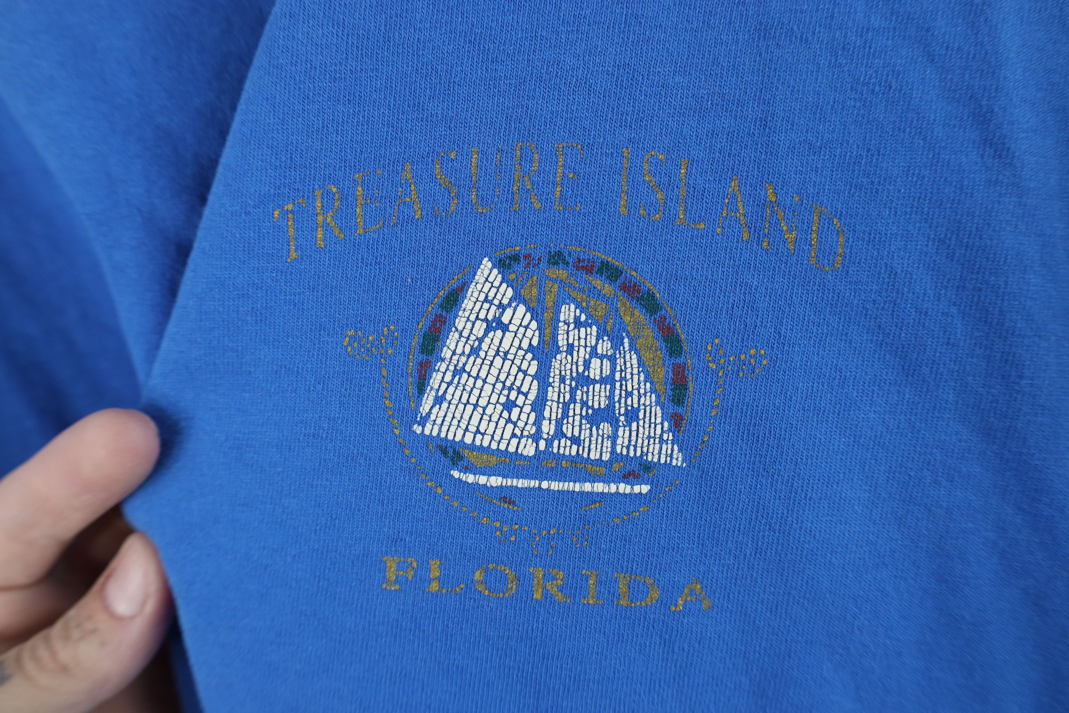 Reebok Vintage 90s Reebok Treasure Island Florida T-Shirt Blue USA Size US XXL / EU 58 / 5 - 4 Thumbnail